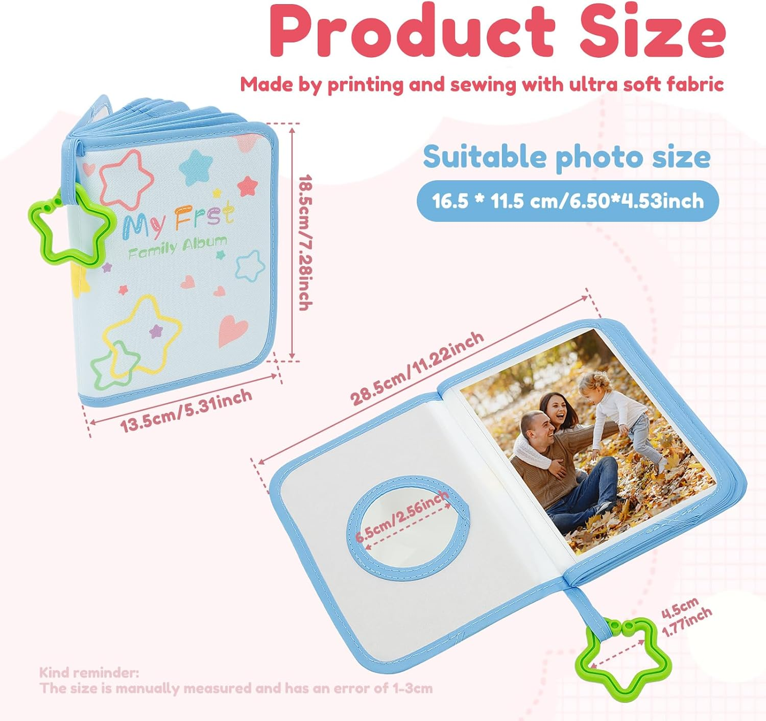 Baby Growth Memory Photo Book Soft Cloth Made with Hook and Safety Mirror Easy to Grasp for Babies and Children image number 2
