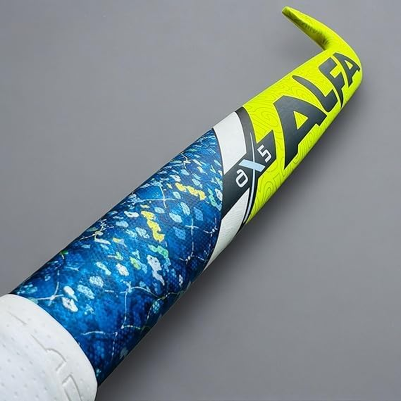 ALFA AX5 Hockey Stick| Color: Fluro Yellow | Size: 36.5" | Material: 50% Carbon Composite | Gender: Unisex | Scoop Bend for Drag Flicks | Ergonomic Grip for Control | Lightweight for Speed image number 1