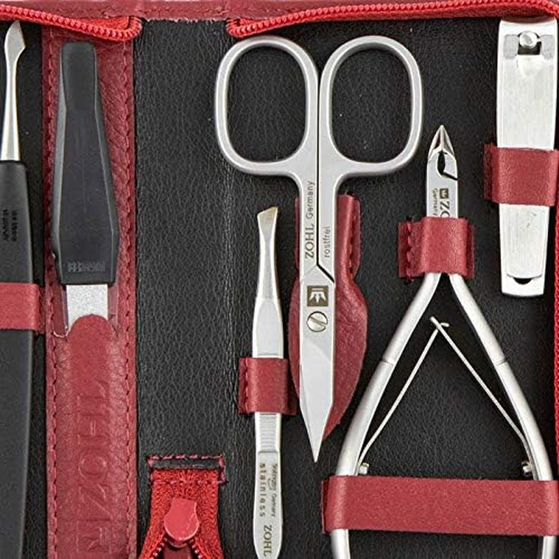 ZOHL Luxury Manicure Se Prestige - 9 Stainless Steel Manicure Instruments in Red Zip Leather Case - Made in Germany image number 3