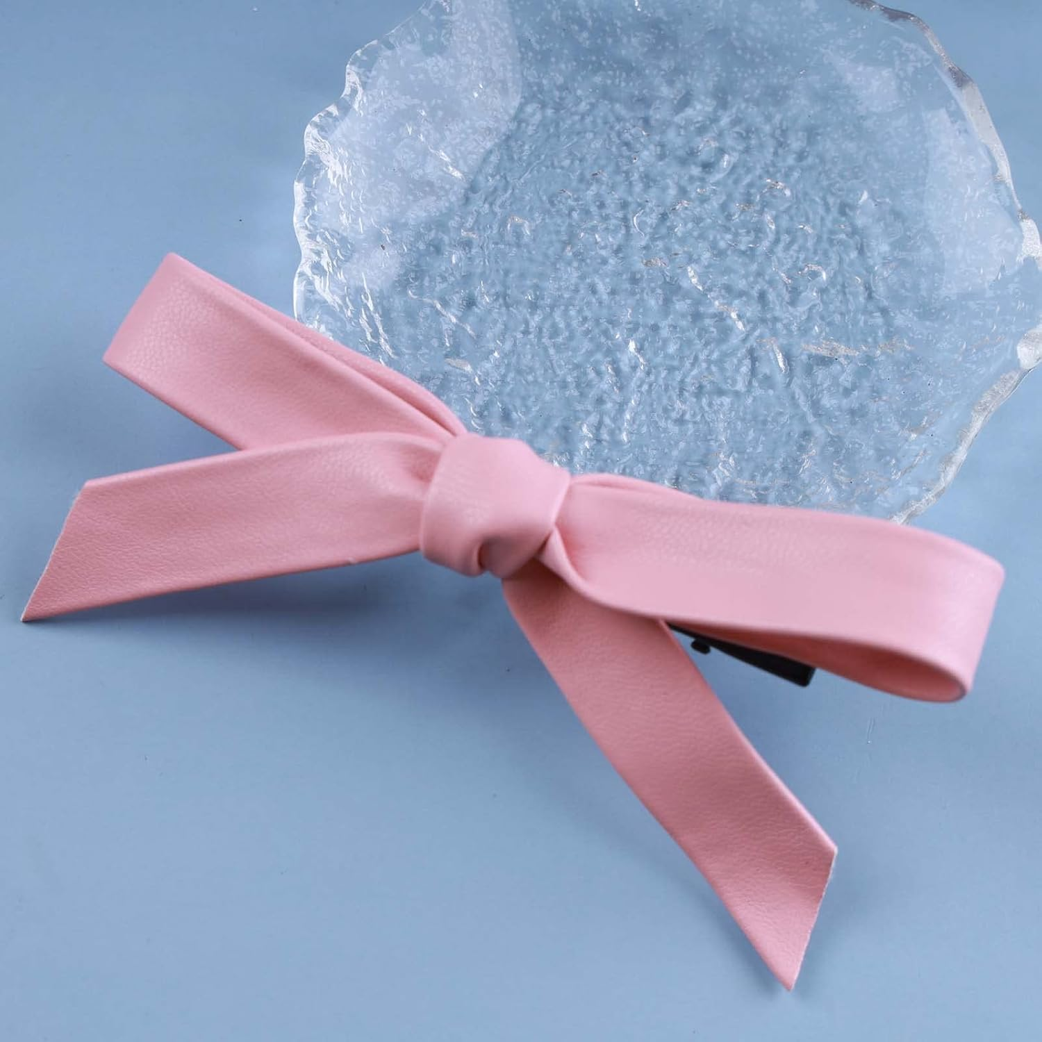 Yheakne Vintage Bow Hair Clip Pink Bow Knot Hair Clip Winter Hair Holder Clip French Bow Barrette Headpiece Bow Knot Hair Accessories for Women and Girls (Pink) image number 6