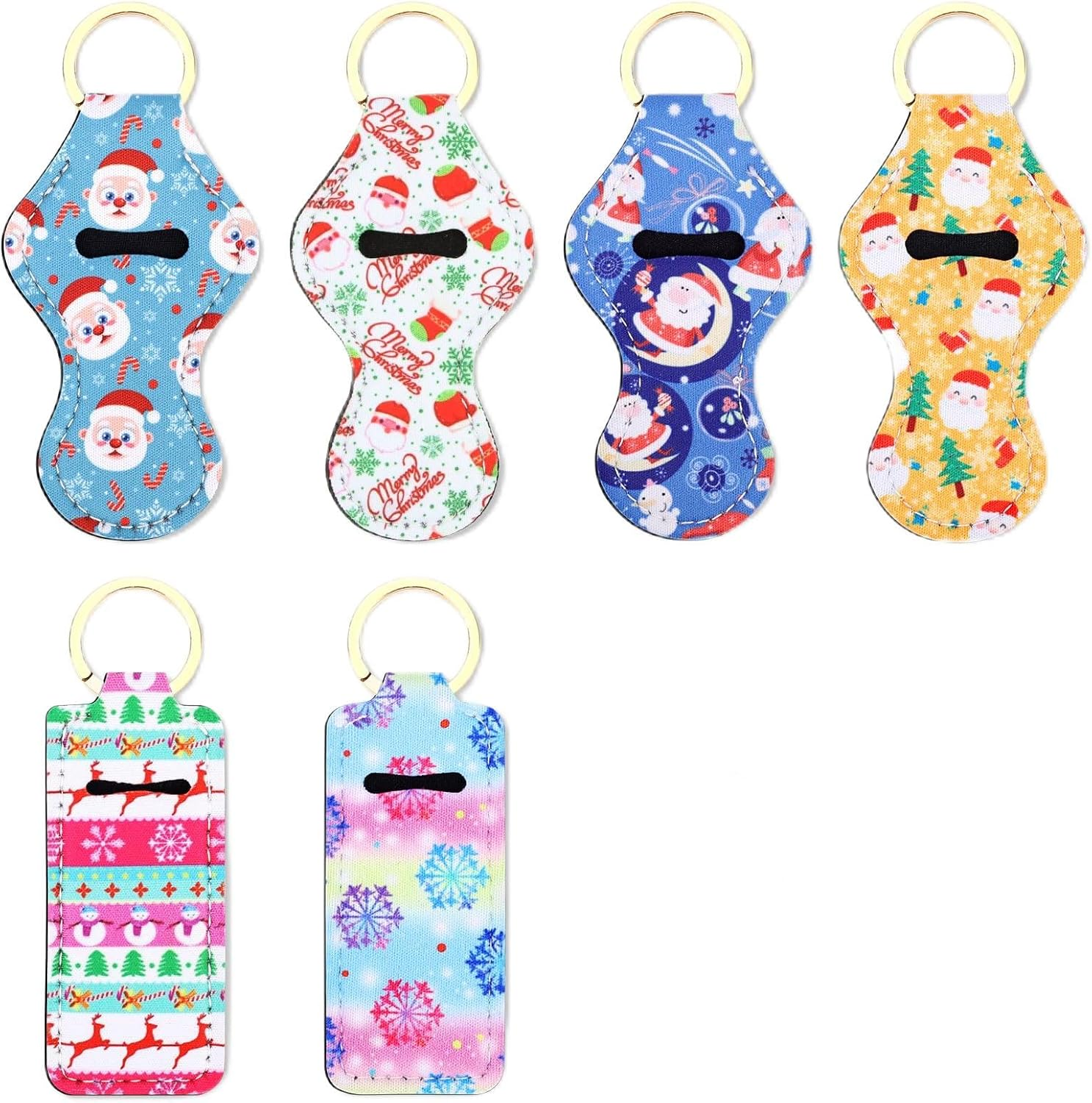 Likesing Keychain Chapstick Holder, Lip Balm Holder Lipstick Sleeve Pouch with Clip On, Elastic Lip Gloss Gifts for Friends (Animals, 3Pcs)