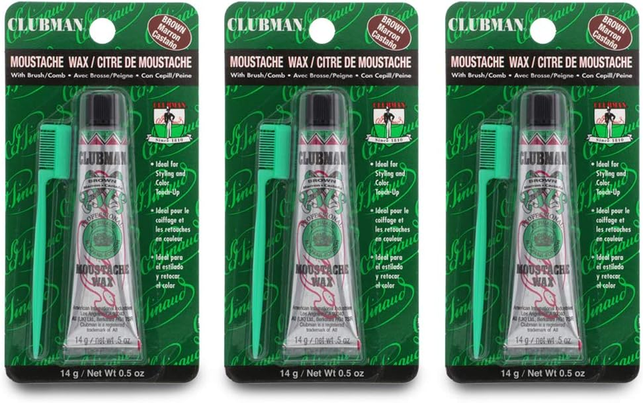 Clubman Moustache Wax Hang Pack, Neutral Color 0.5 Oz X 3 Packs