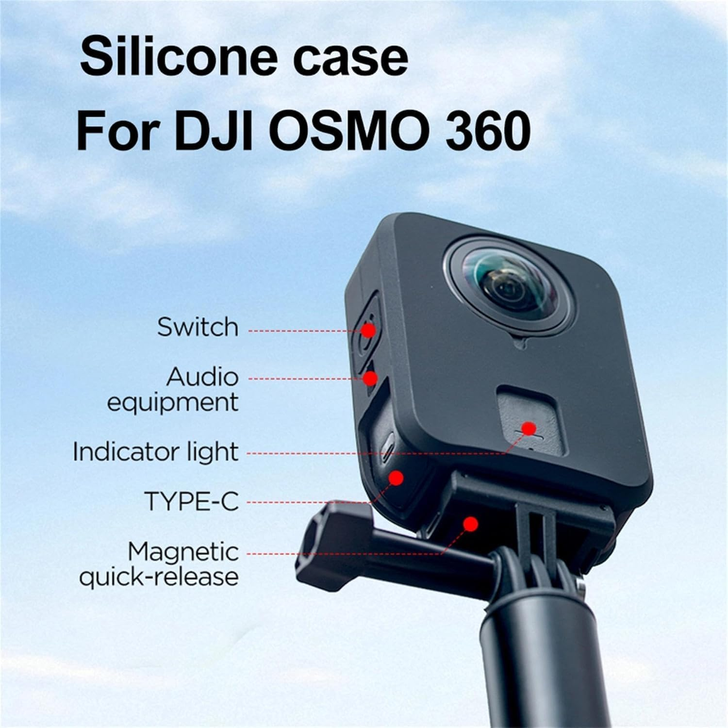 T Tersely Silicone Protective Case and Lens Cap for DJI OSMO 360, Sports Camera Body Frame Sleeve Accessories, Anti-Slip Anti-Scratch Protector Cover image number 1