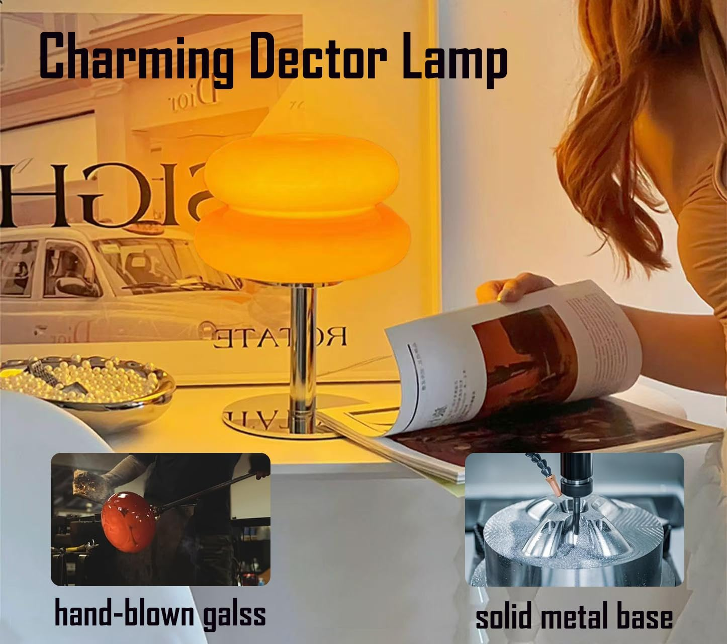 Mushroom Lamp for Bedroom, Modern Egg Tart Table Lamp, Mid Century Modern Bedside Nightstand, 3 Color Dimmable Desk Lamp, Home Decor Ambient Lighting Aesthetic Cute Lamps for Living Room image number 1