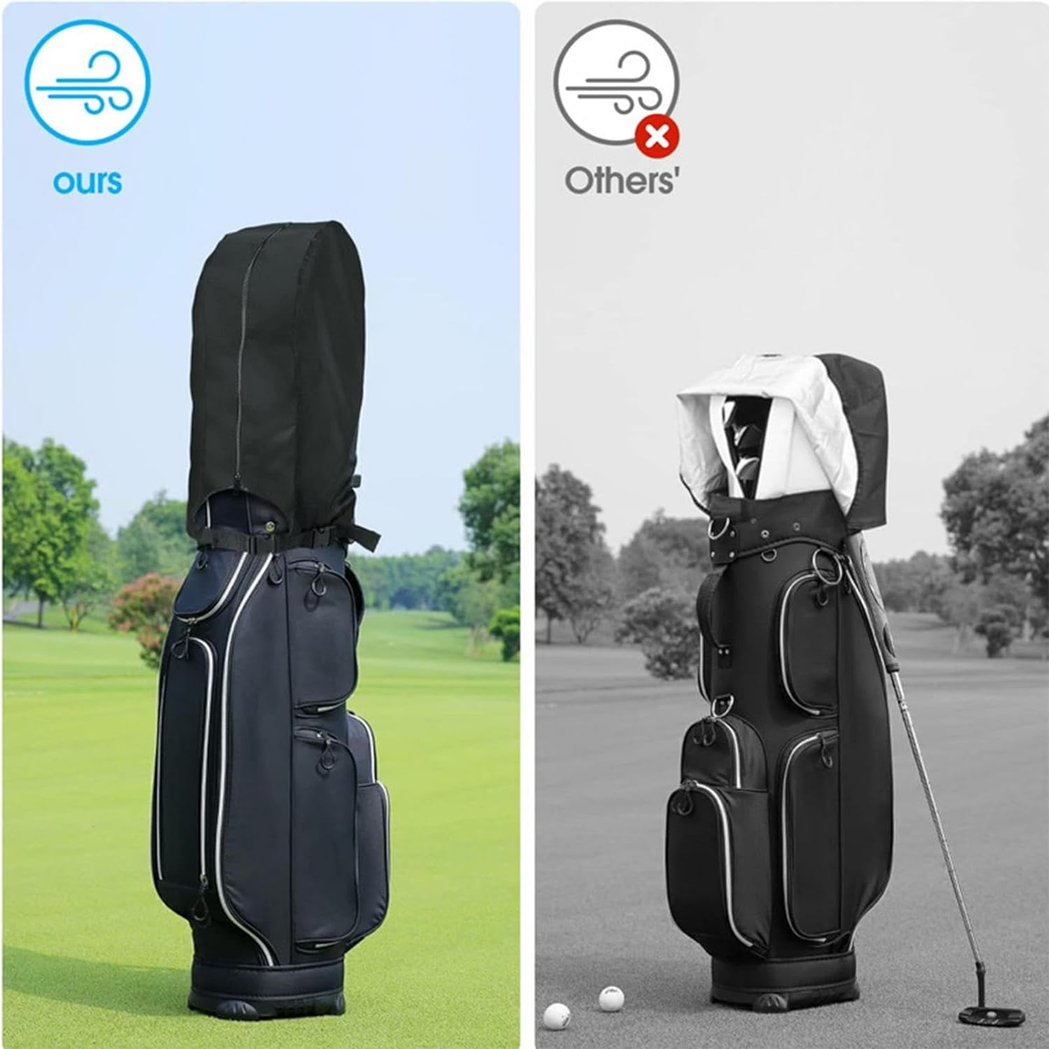 Golf Bag Rain Hood, Oxford Cloth Rain Cape for Golf Bags, Easy Access Golf Bag Rain Hood/Fit Almost All Tour Bags Golf Bags or Carry Cart image number 5