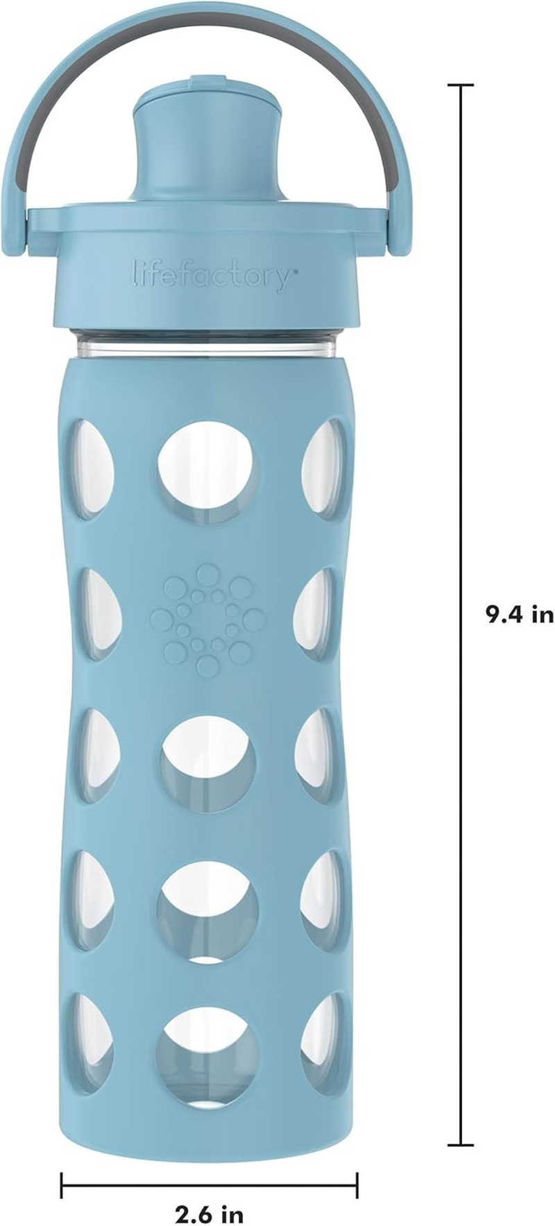Lifefactory 16-Ounce Glass Water Bottle with Active Flip Cap and Protective Silicone Sleeve, Denim image number 1