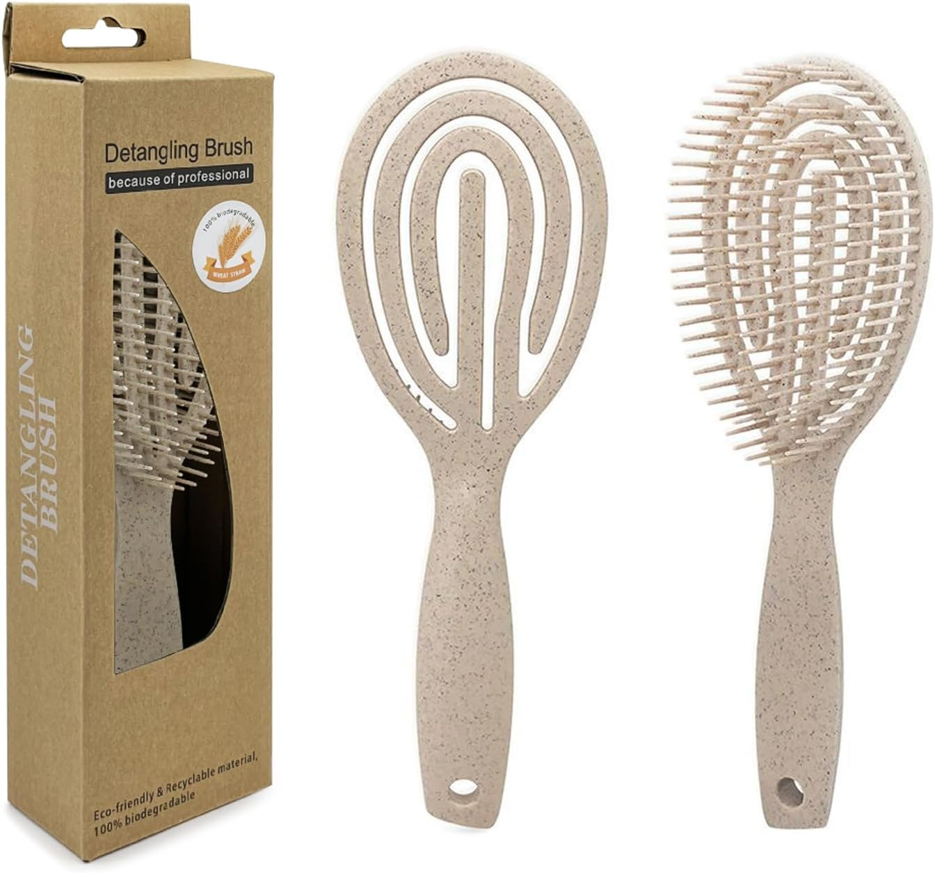 Checkzed Organic Detangling Hair Brush for Women, Men & Children - Does Not Pull on Hair - Hair Straightening Brushes for Straight, Curly & Wet Hair - Unique Spiral Hairbrush image number 5