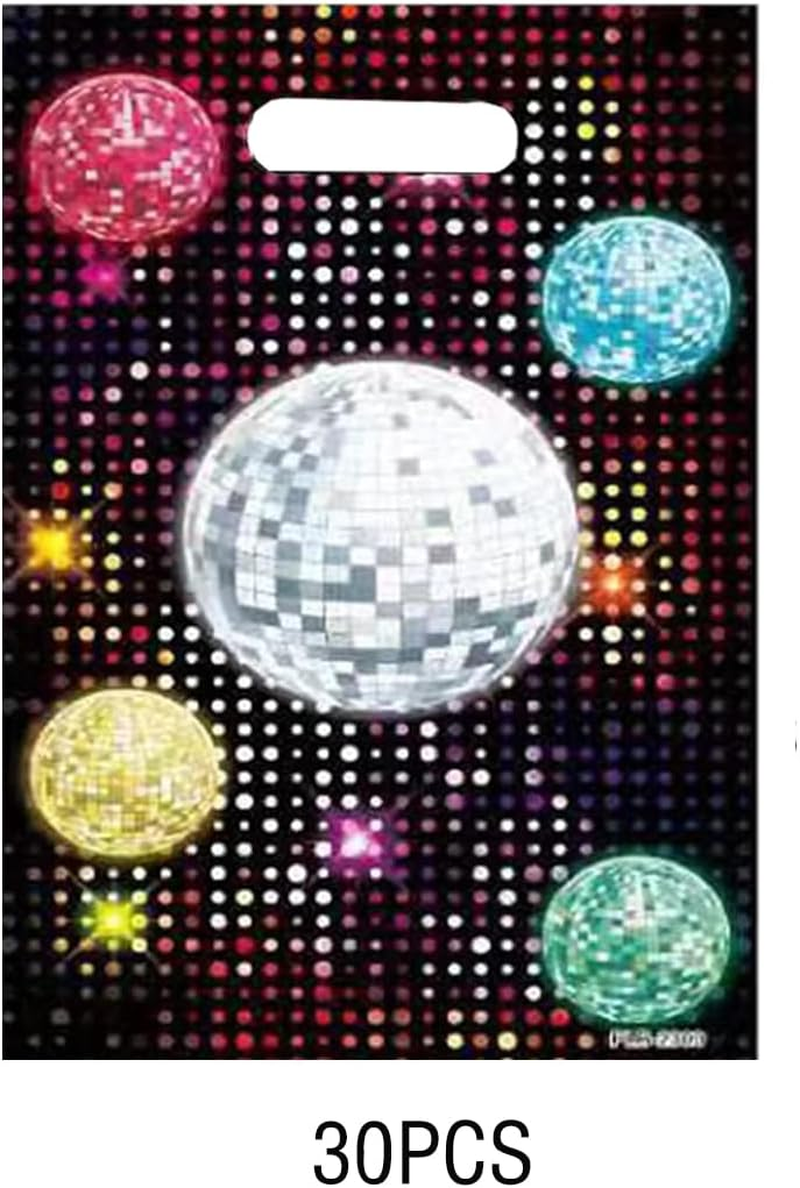 30PCS Disco Plastic Loot Gifts Bags Disco Ball Party Favor Bags Candy Treat Bags for Disco Dance Themed Birthday Party
