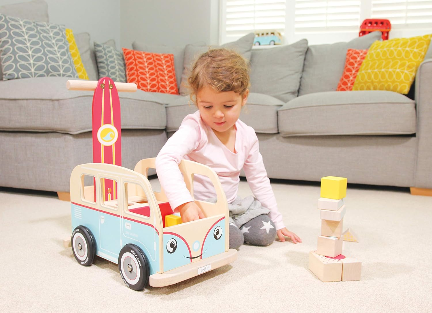 Indigo Jamm Colin Walkervan Toddler Push Toy and Block Set image number 3