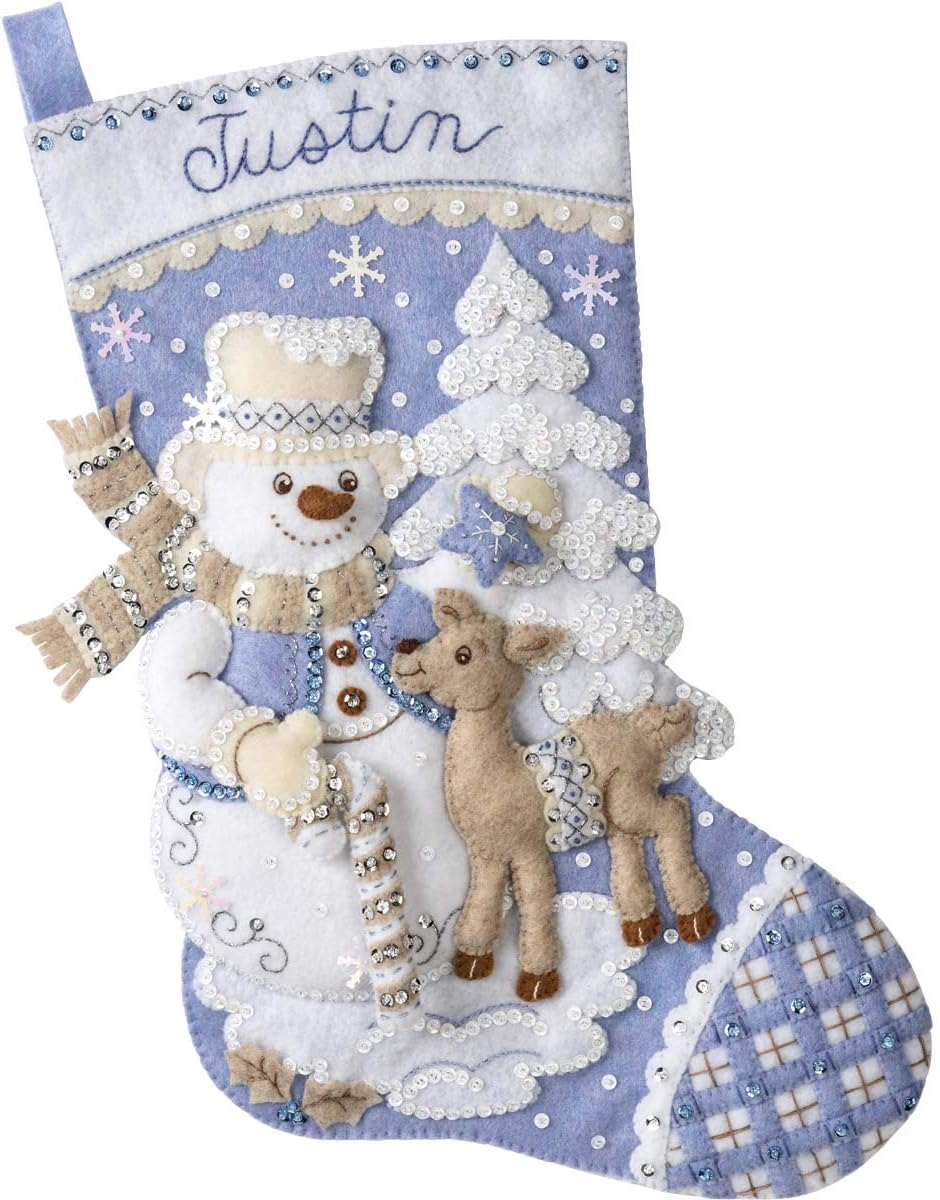 Bucilla 89245E Felt Applique Christmas Stocking Kit, Snowman'S Winter, 18"