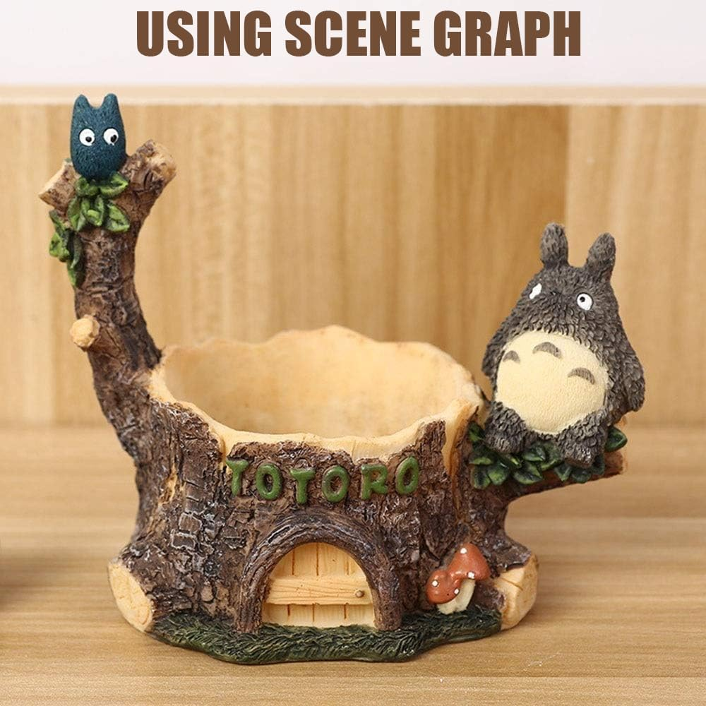Succulent Pot,Small Garden Pots,Cartoon Flower Planter,Resin Flowerpot, Mini Home Decoration,With Drainage, Cute Resin Totoro Flower Planters Decoration, Handicraft Mini Plant Pots for Small Planter image number 6