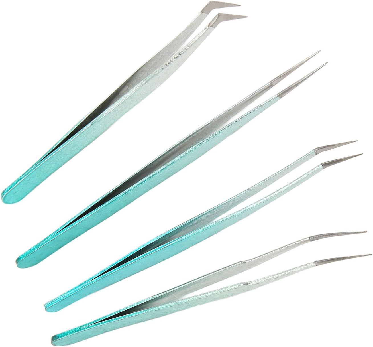 False Lash Tweezer, Straight Curved Tip Ergonomic Grip Eyelash Tweezer 4PCS Flexible for Professional Salon image number 4