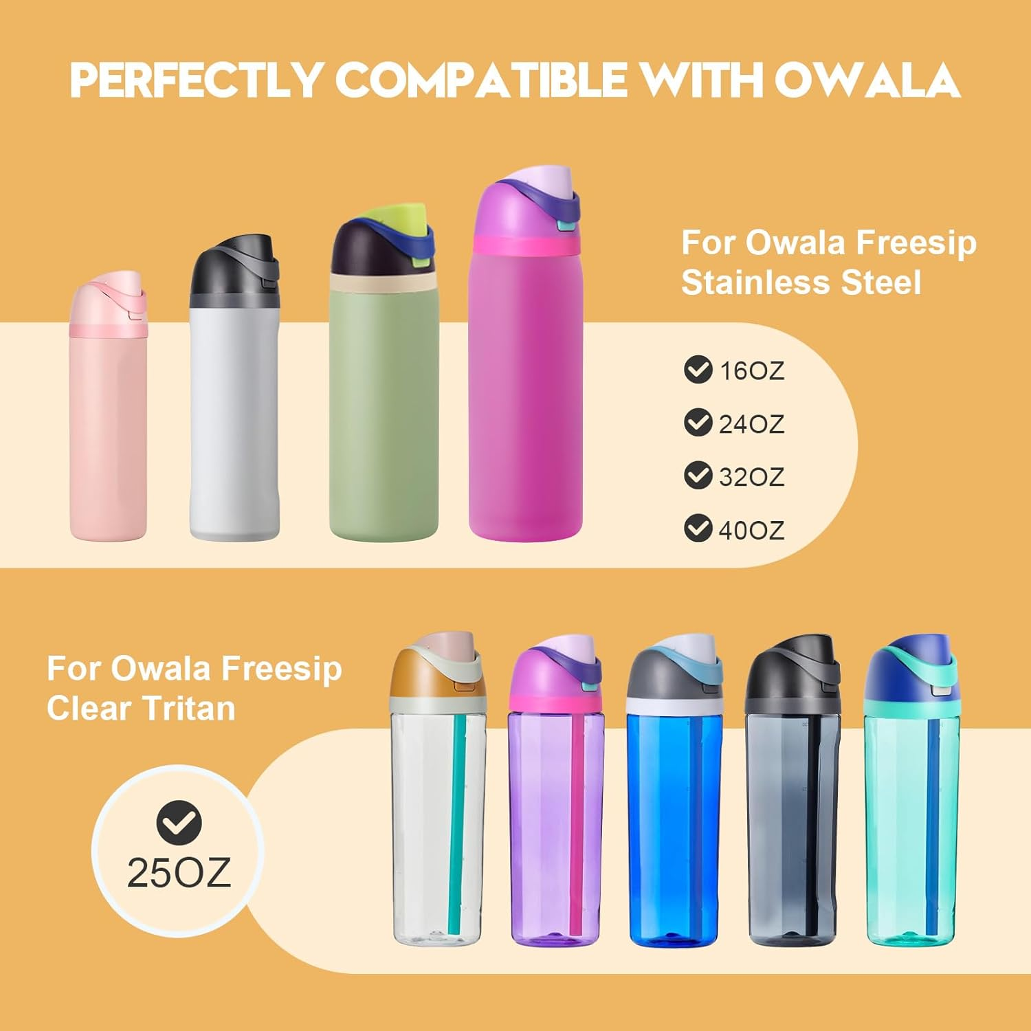 Renyqatt Replacement Lid for Owala Freesip, Compatible with Owala Cup 16Oz 24Oz 32Oz 40Oz, One Button Water Bottle Top Lid Replacement Accessory, Leakproof, Bpa-Free (Khaki) image number 3