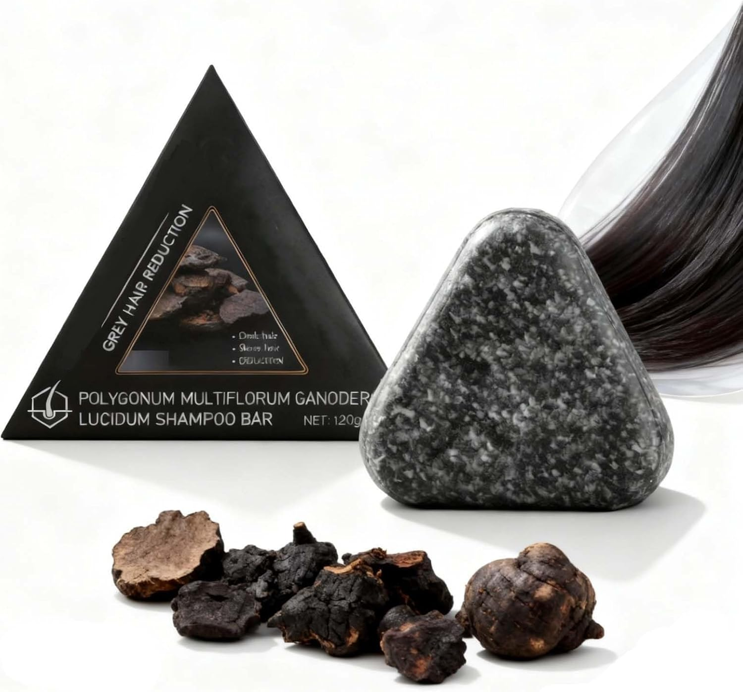 Polygonum Multiflorum Solid Shampoo Bar, Triangular Shampoo Bar - Gentle Cleansing & Deep Nourishing Scalp Care for Women & Men, Balances Scalp Oil for Greasy/Oily Hair, Supports Hair Health. (3PCS)