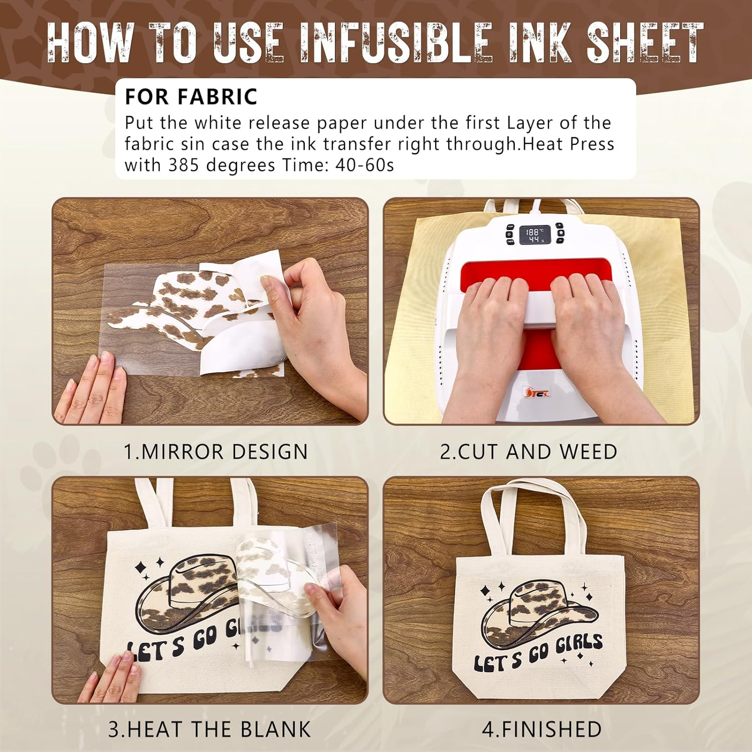 Tintnut Cowhide Sublimation Ink Transfer Sheets - 10 Sheets 12"X10", Cow Print Sublimation Transfer Paper Bundle for DIY Mugs, Tumblers, Key Chain, T-Shirts image number 4