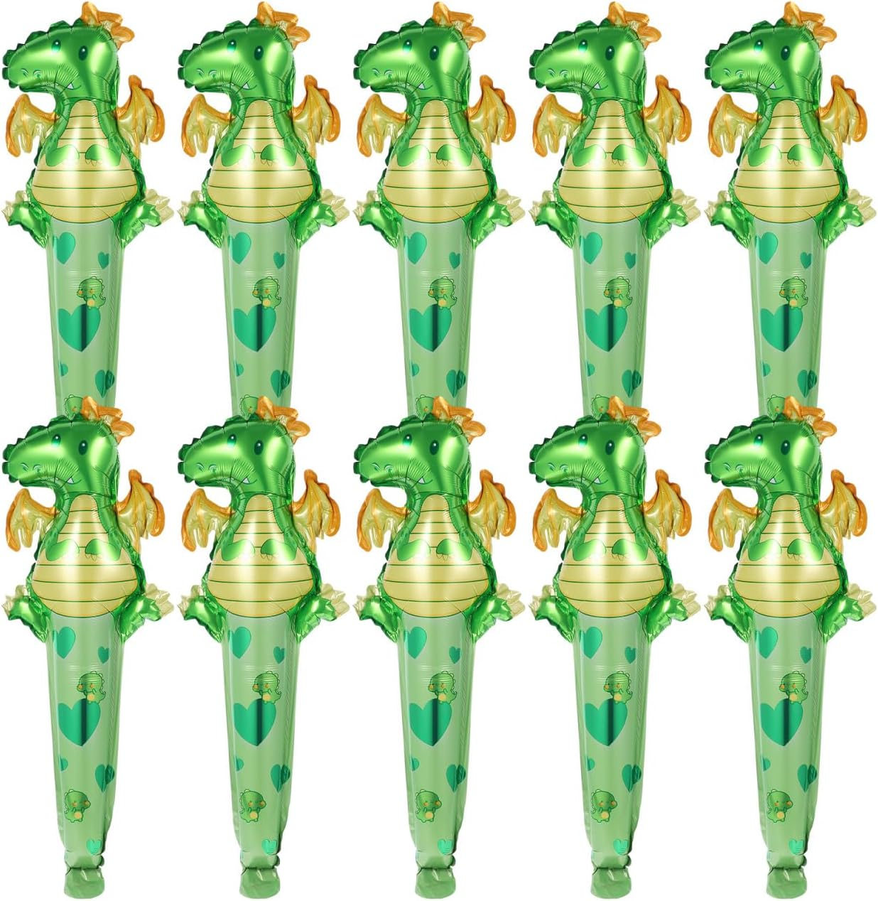 50Pcs Dinosaur Handheld Balloon - Aluminum Foil Animal Shaped Inflatable Party Balloons for Birthday Decorations, Kids Party Favors image number 1