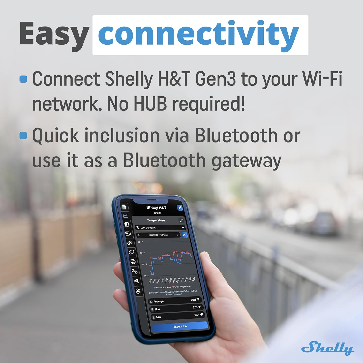 Shelly H&T Gen 3 Ivory Wi-Fi and Bluetooth Temperature and Humidity Sensor Home Automation No Hub Required Long Battery Life Wall Mounting Possible image number 2