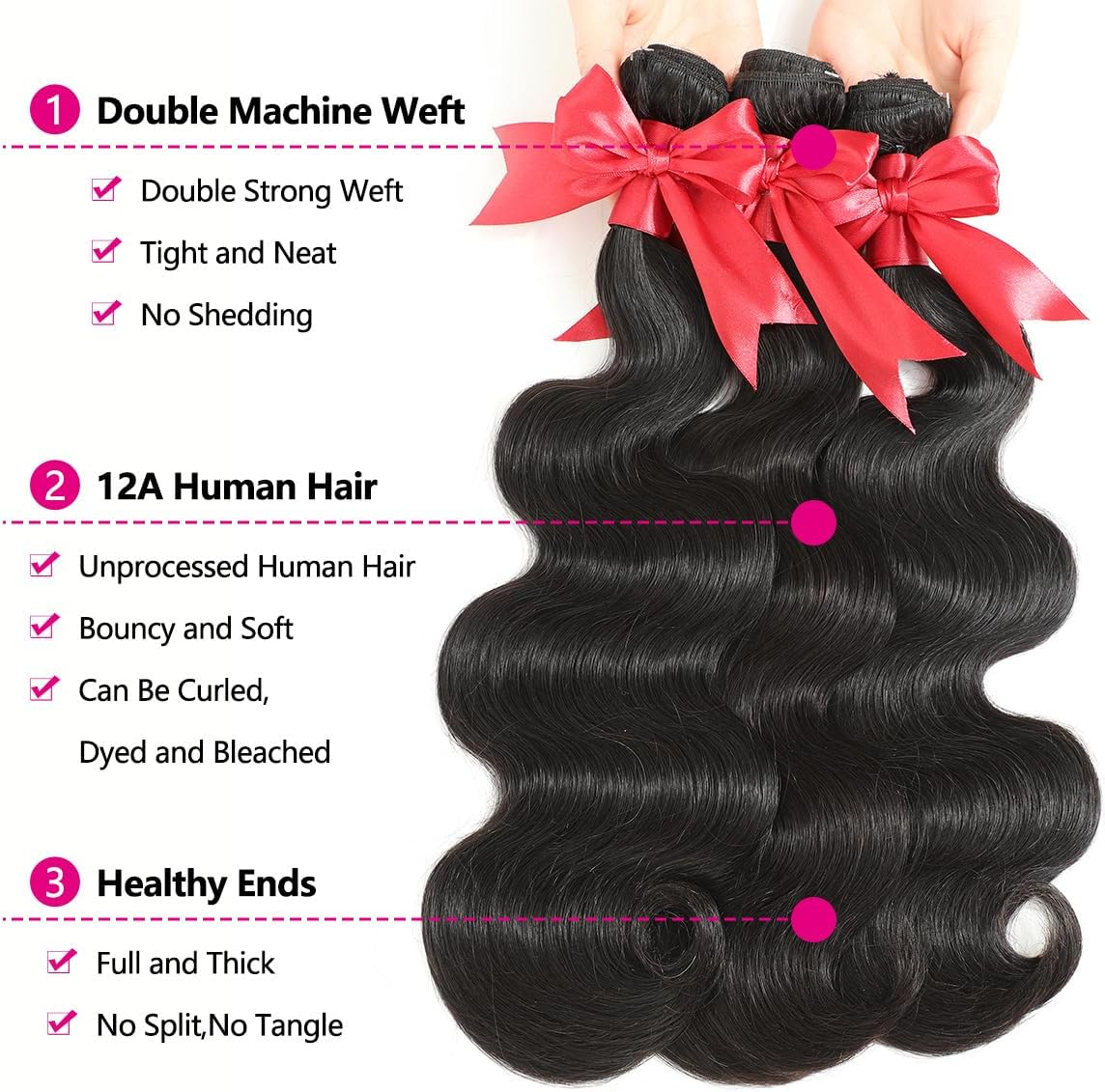 12A Frontal Human Hair Bundles 24" 26" 28" with 20" Brazilian Wave Human Hair Bundles with Front Closure 100% Unprocessed Human Hair 3 Bundles 13X4 HD Lace Frontal image number 4