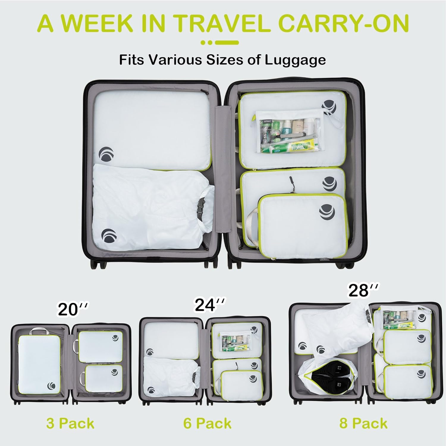 Cipway Compression Packing Cubes for Travel-Expandable Luggage Organizer Set Pack More in Less Space,Travel Gear Accessories image number 7
