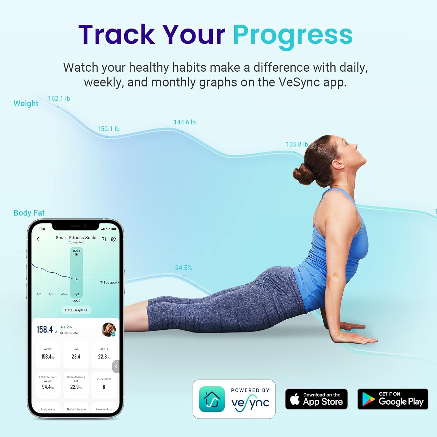 Etekcity Smart Wifi Scale for Body Weight, Black image number 5