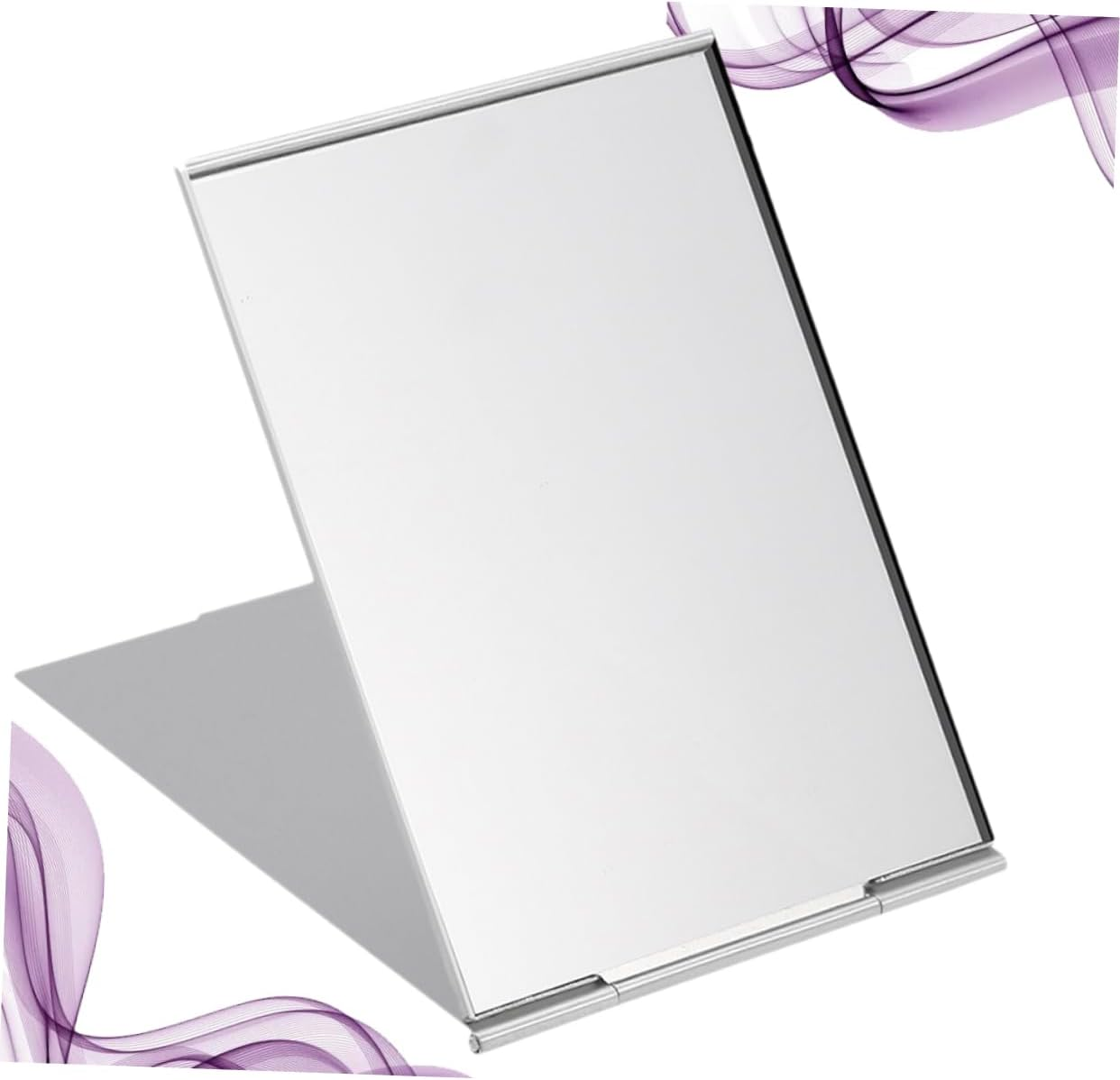 MERRYHAPY Folding Makeup Mirror Portable Compact Foldable Mirror 17X13Cm Silver Travel Cosmetic for On-The-Go Personal Care image number 4