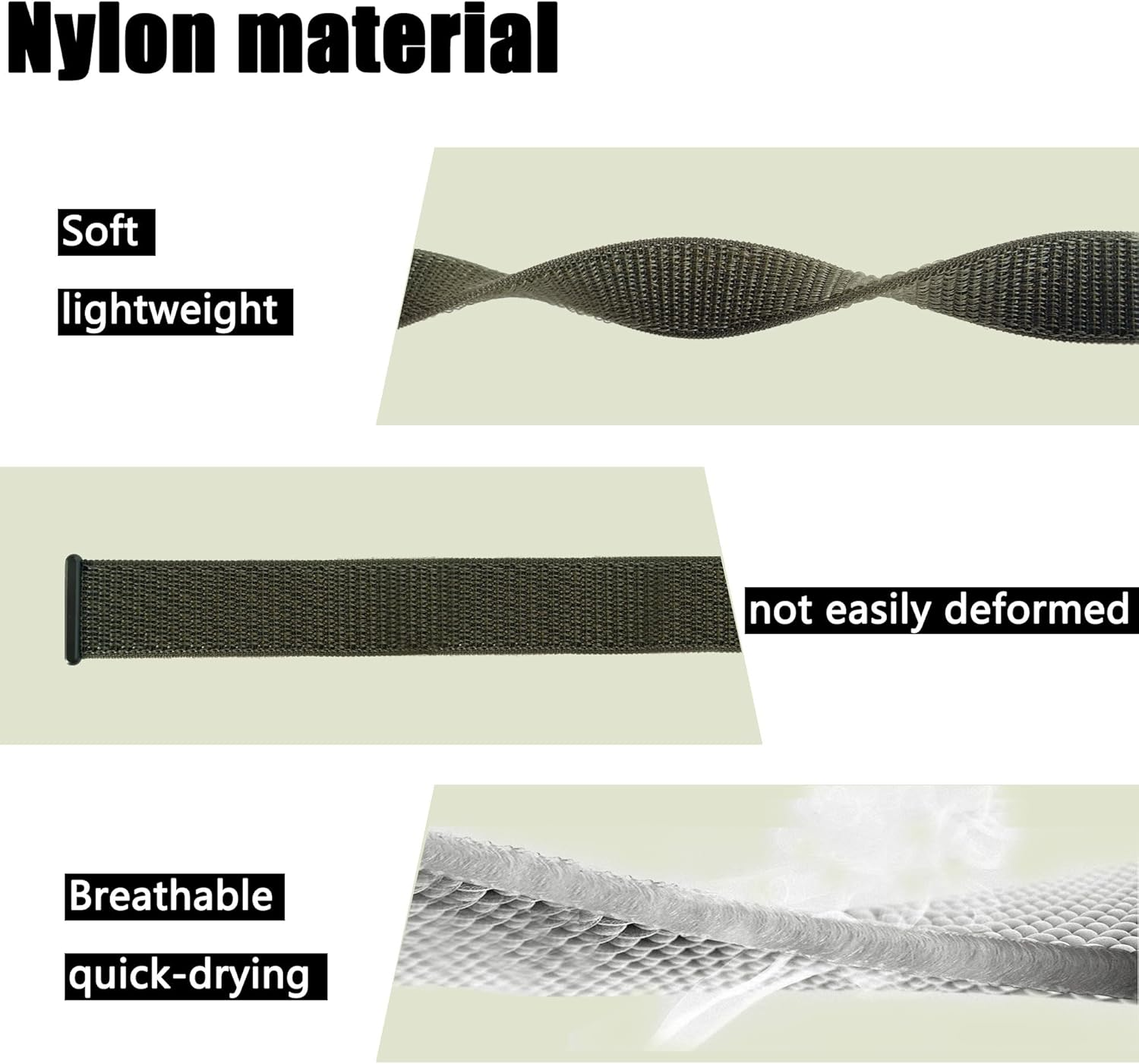 Hook and Loop Nylon Watch Band for Fenix 8 47Mm/Fenix E 47Mm/Fenix 7/Fenix 6/5/Instinct,22Mm Quick Dry Ultralight Sport Replacement Watch Strap for Garmin Epix Pro 47Mm,Instinct 3 45Mm - Gray image number 4