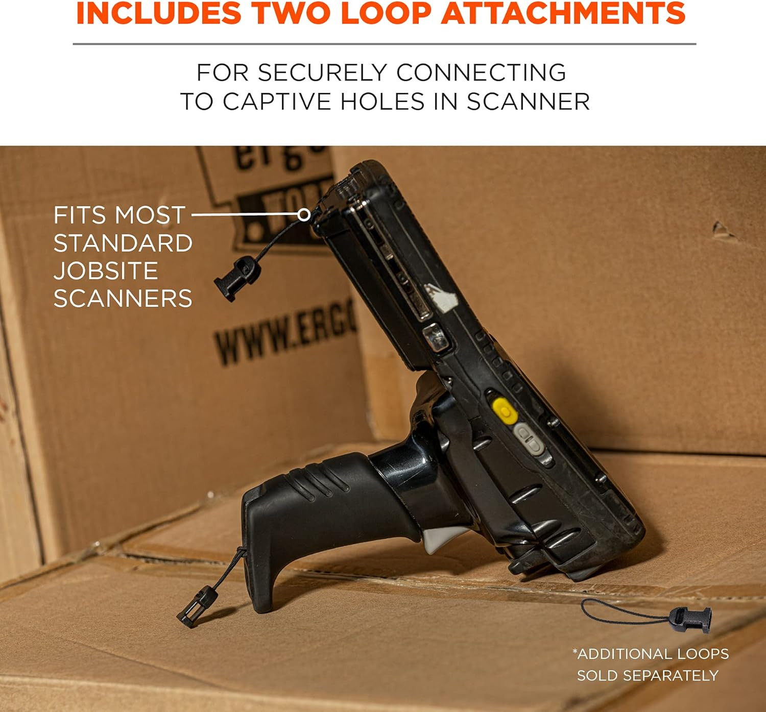 Ergodyne Squids 3137 Barcode Scanner Padded Harness, Sling Style, Tethering Lanyard for Bar Code Scanners, Black