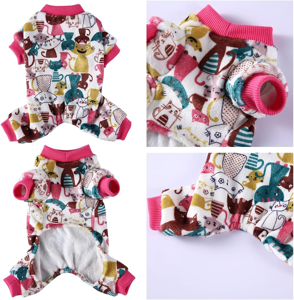 2 Pack Dog Sweaters for Small Dogs Boy Girl Fleece Puppy Pjs Jammies 4 Leg Dog Clothes for Chihuahua Yorkie Winter Warm Onesies Jumpsuit Clothing for Pet Dogs Male Female (Medium Bust 14.5") image number 6