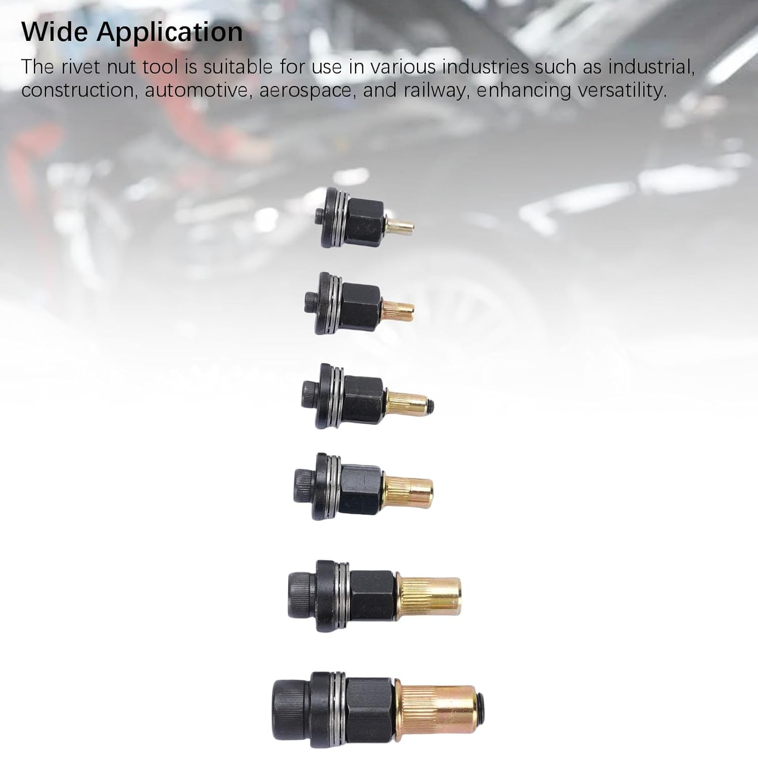 Cryfokt 6 Pcs Rivet Nut Tool Kit, M3 M4 M5 M6 M8 M10 Carbon Steel Rivnut Tool Set, Riveter Rivnut, Hand Rivet Nut Gun Head for Narrow Space Furniture Industrial image number 4