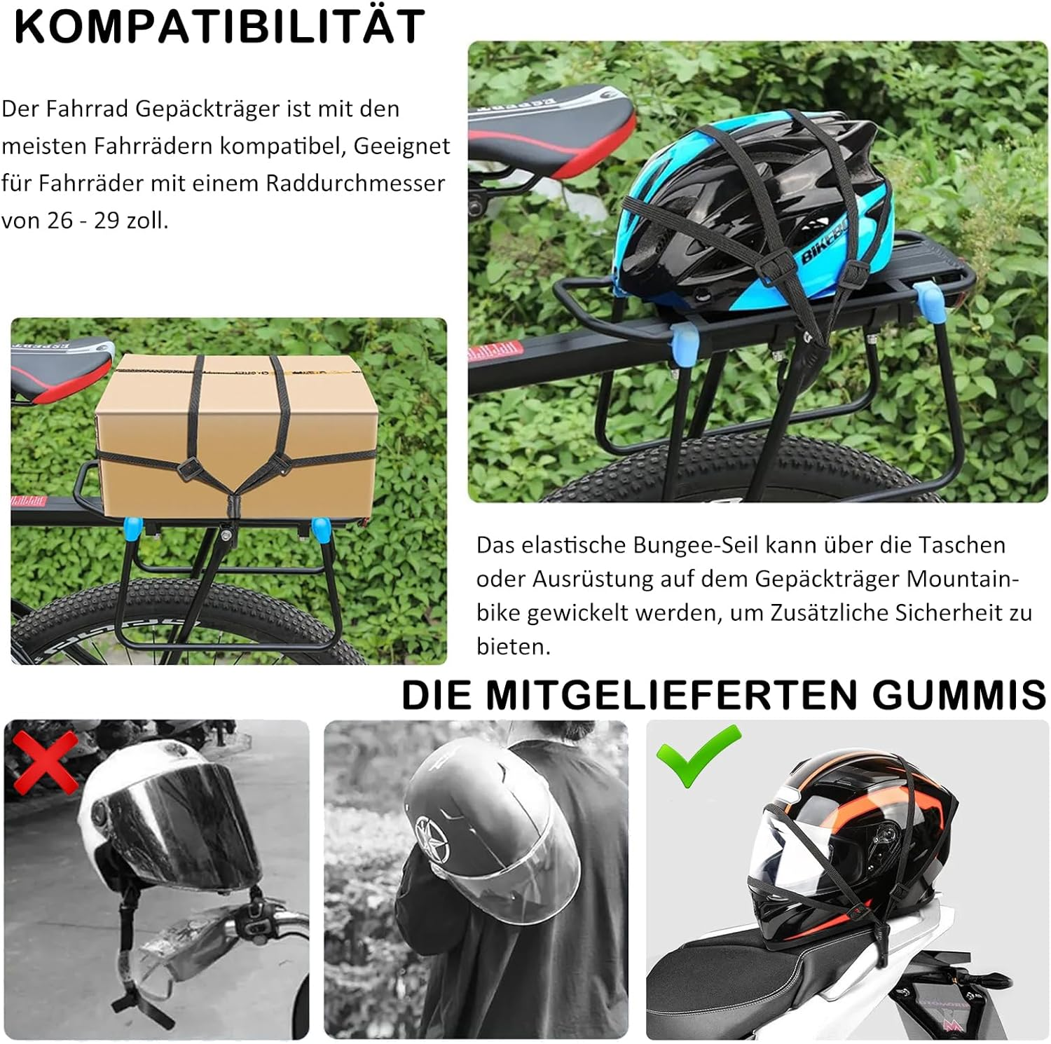 Bicycle Pannier Rack Adjustable Bicycle Rack with Reflector Aluminium Pannier Rack Touring Pannier Rack Load 100 Kg Black image number 2