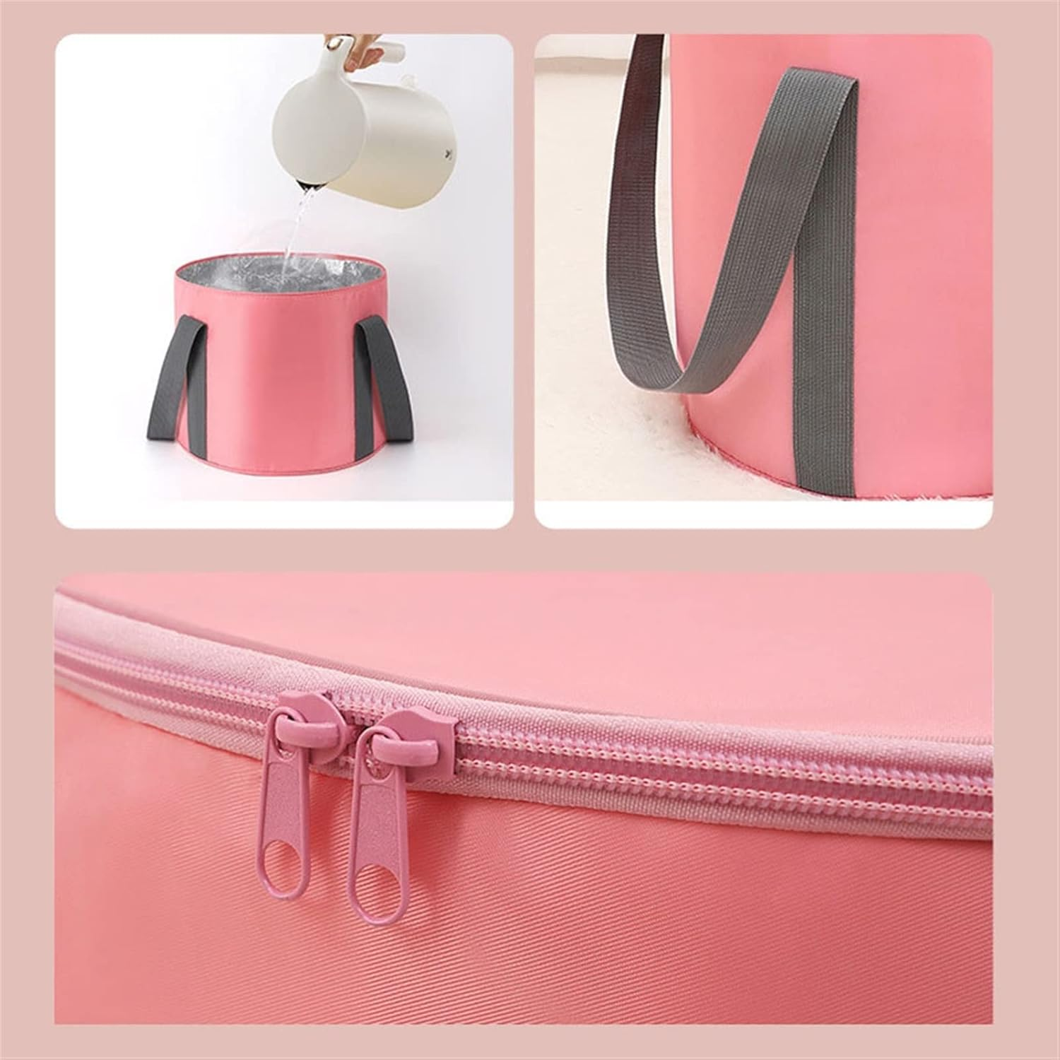 LKYJD Foot Bath Basin Portable Travel Collapsible Foot Basin Folding Foot Bath Tub Storage Bucket Soaking Feet Bucket for Camping Washing (Color : Pink A, Size : 31X36Cm) - Blue A image number 3