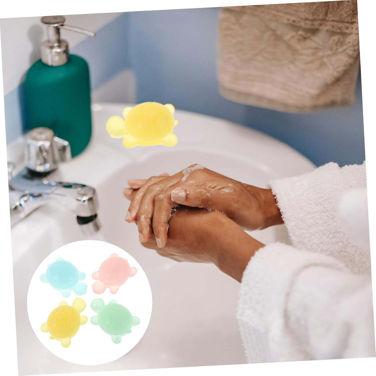 Mikinona 4Pcs Mild Formula Boys and Girls Body Soap Handmade Soap Bars for Boys Girls Turtle Shell Shape Essential Oil