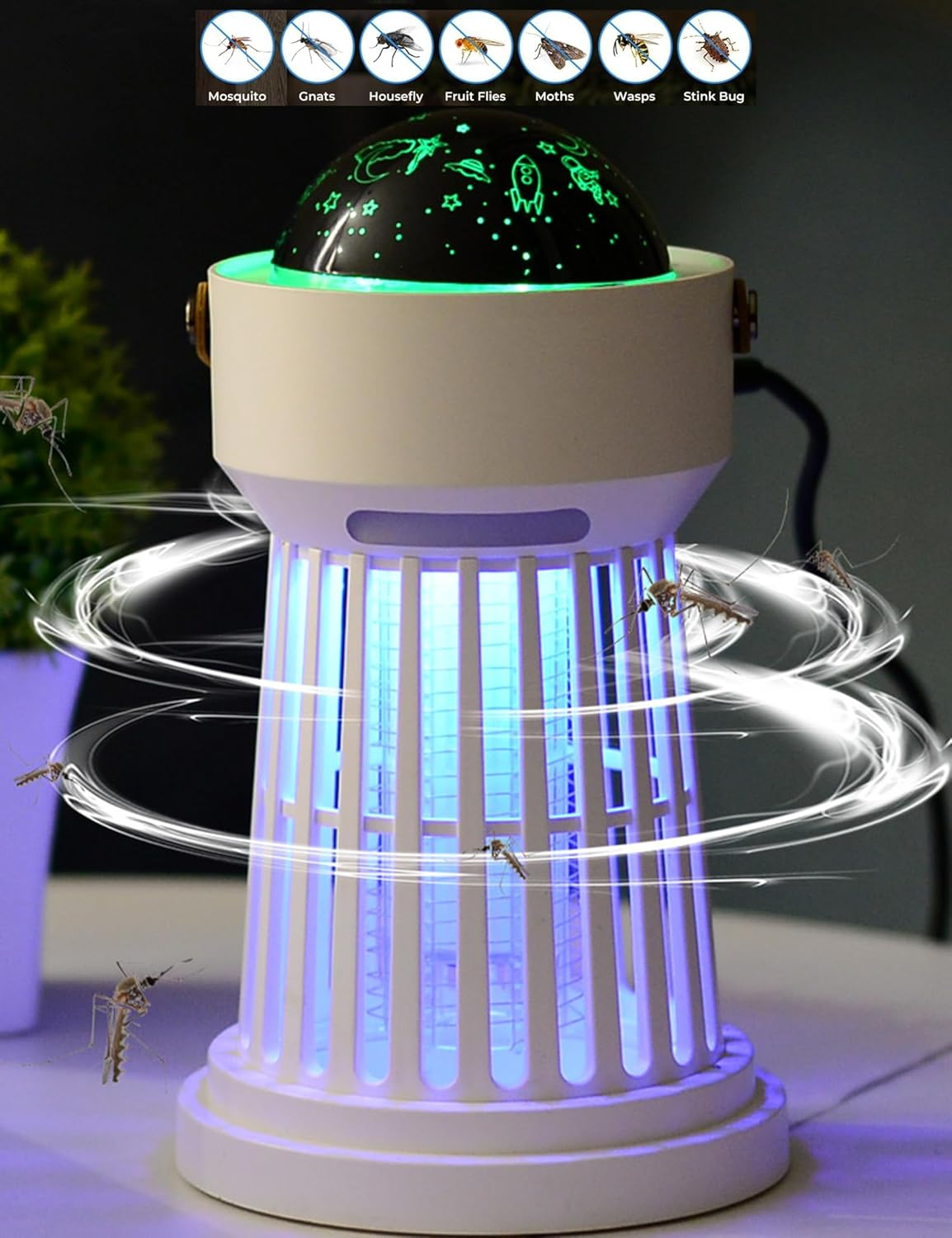 Bug Zapper Outdoor & Indoor, Rechargeable Mosquito Zapper with Projector, Portable Fly Zapper Killer, Electric Insect Zapper for Home, Kitchen, Backyard, Camping, Patio image number 4