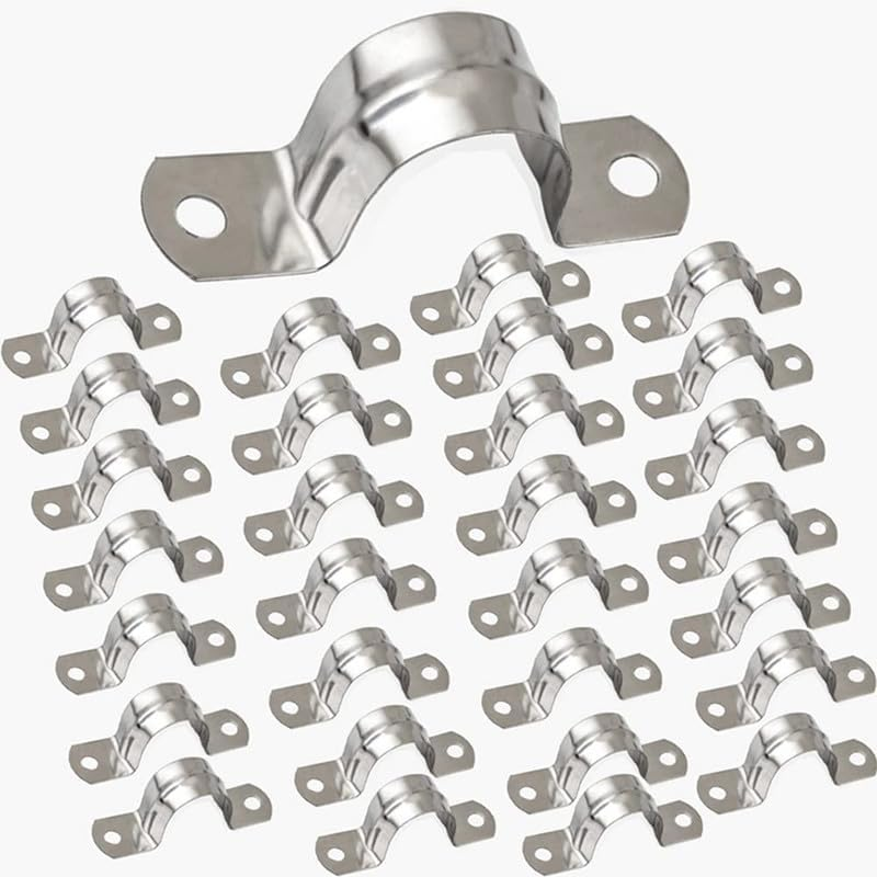 20Mm Pipe Strap Clamps, 20 Pcs 304 Stainless Steel Pipe Holder Brackets, Saddle U Shaped Tube Clips for Ducting Plumber Water Pipe image number 4