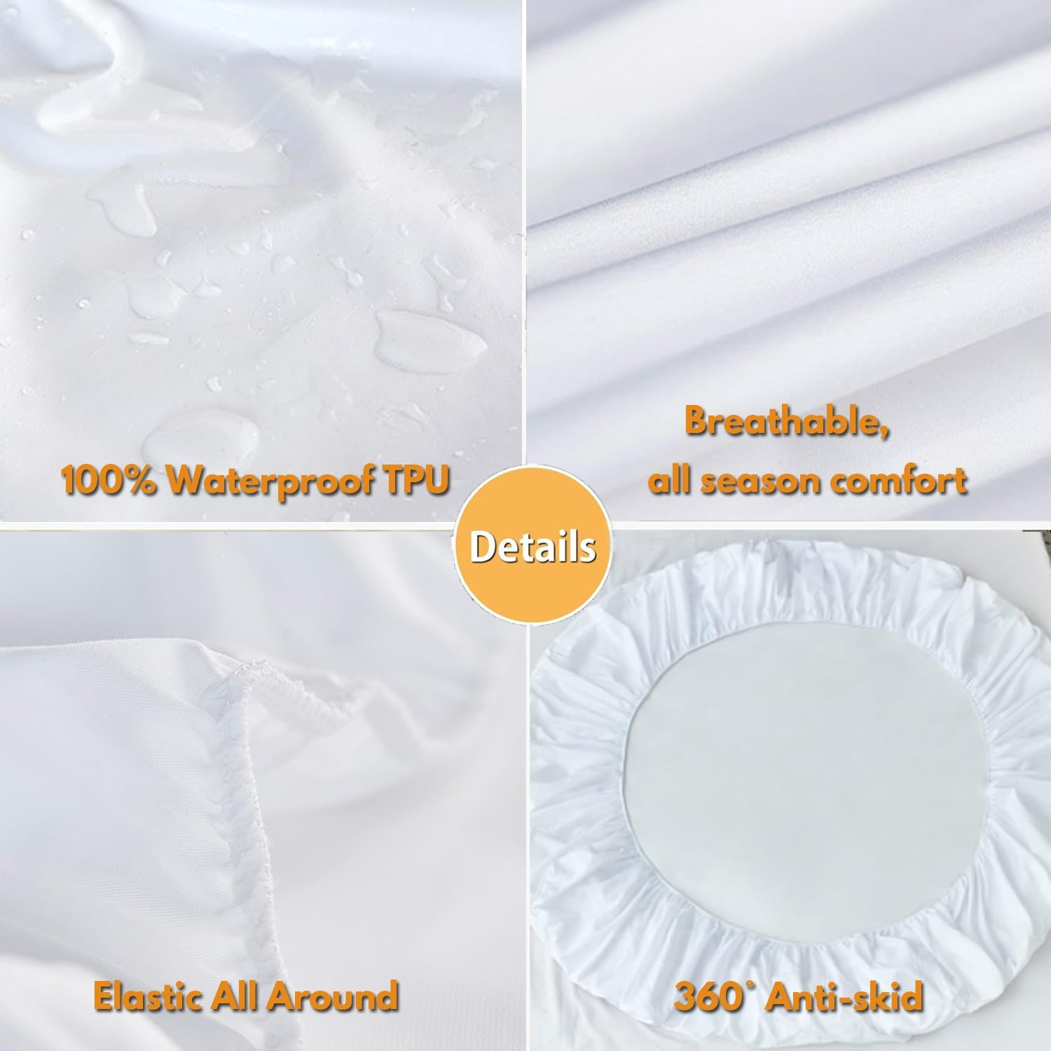 Waterproof Mattress Protector,H HOME-MART Deep Pocket Queen Size Fitted Sheet,Stretch to 46CM Fitted Deep Pocket,Premium Waterproof Mattress Protector, Soft Mattress Pad Cover(White, King)