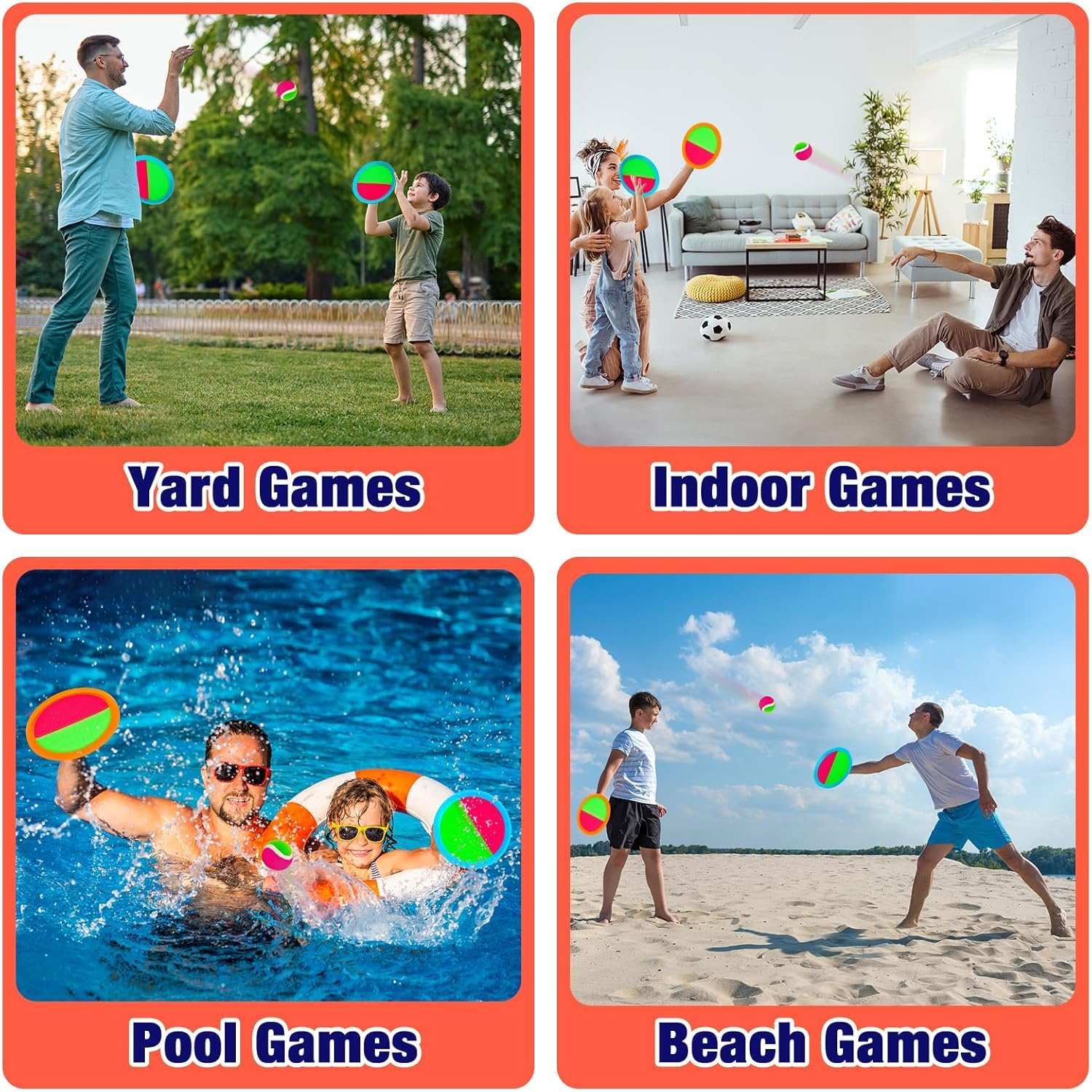 Kids Toys Toss and Catch Game Set, Ball Sports Games with Paddles Balls and Storage Bag, Classic Outdoor Games, Beach Games, Yard Games Suitable for Kids Gift Ideal image number 6