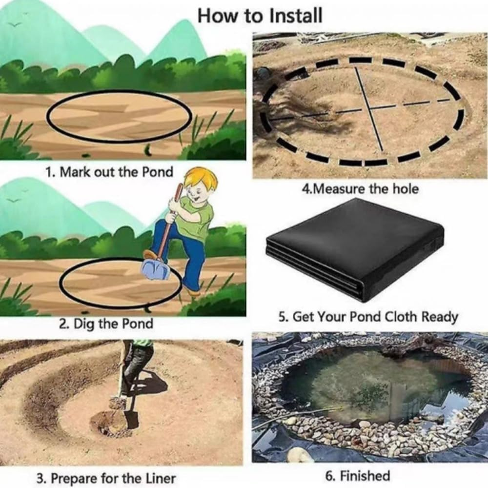 2X3M Pond Liner Garden Pond Liner for Fish Ponds, Streams Fountains and Garden Waterfall image number 1