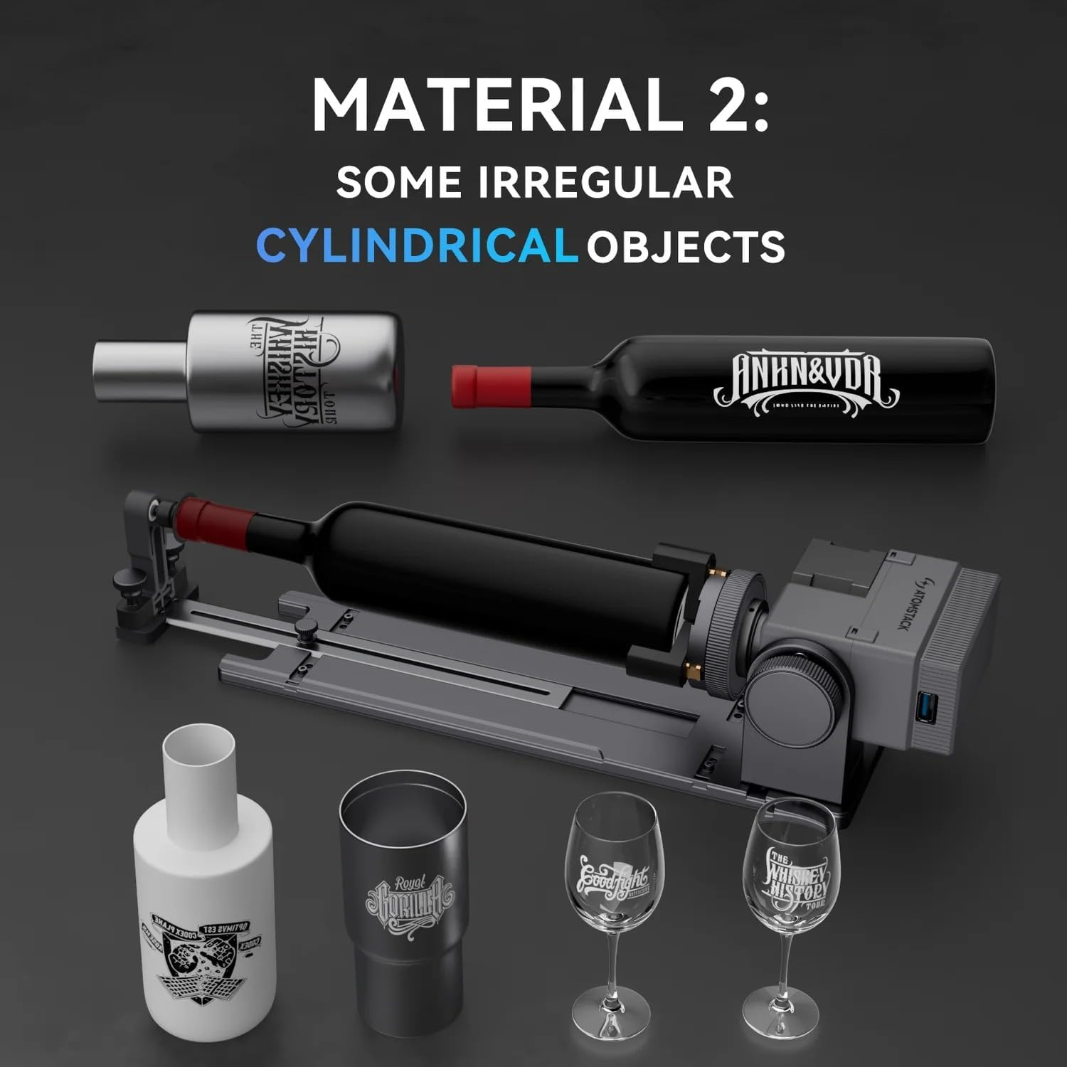 ATOMSTACK R8 Pro Laser Rotation with Chuck and Rollers, Claw Disc Roller for Irregular, Spherical and Cylindrical Objects, for P1 A5 A10 A20 A30 A40 Pro All Laser Engravers image number 5