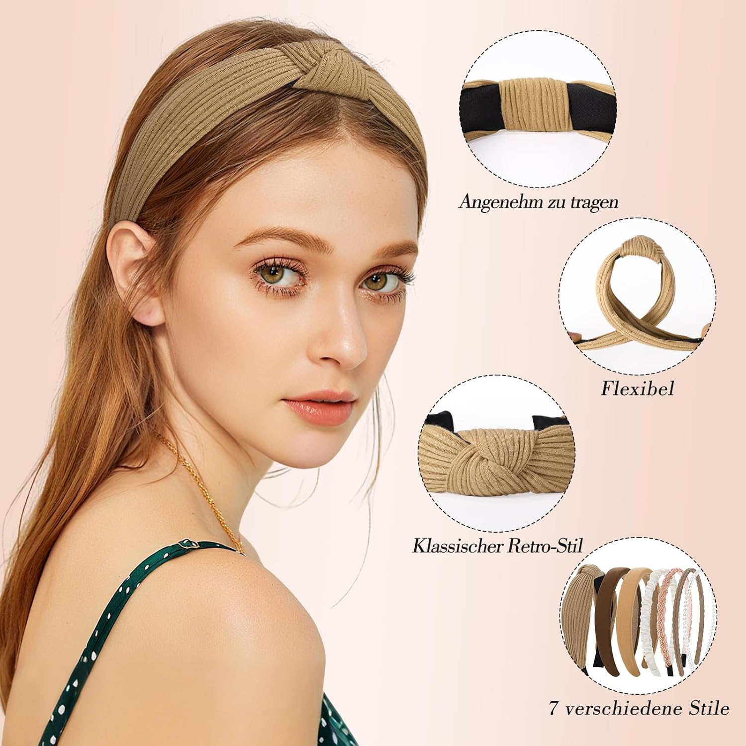 Women'S Headbands, Set of 7 Headbands, Braided Non-Slip Hair Band, Plastic Headbands for Girls and Women (7 Models) image number 1