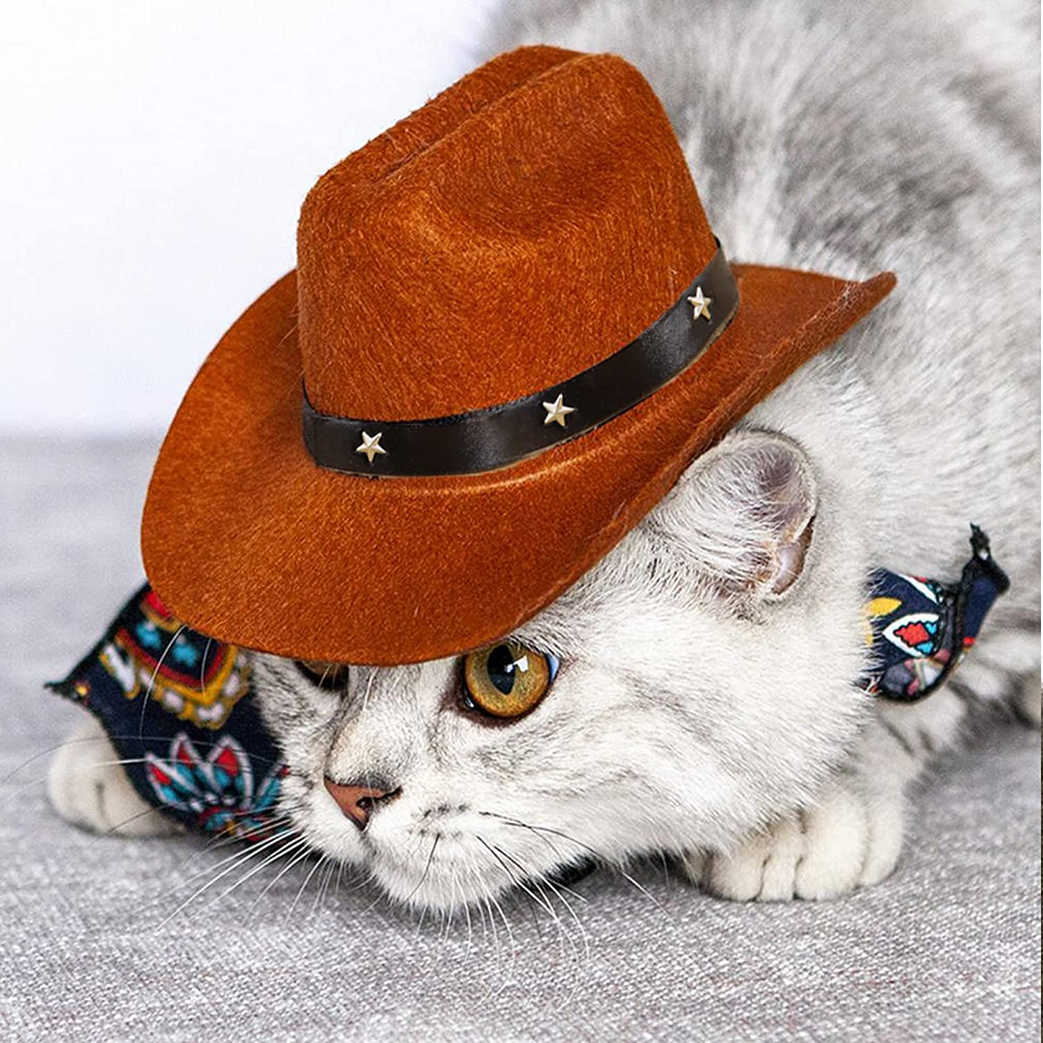 AWOCAN Pet Dog Cowboy Hat Cosplay Cap Puppy Pet Dog Cat Holiday Costume Pet Party Decoration image number 2