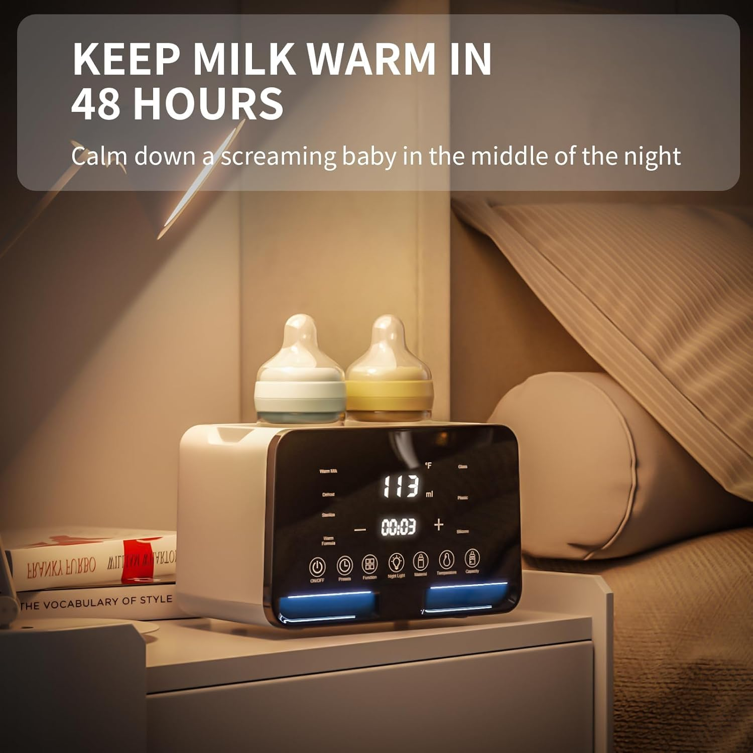 Bottle Warmer,9-In-1Baby Bottle Warmer for Breastmilk with Timer,Universal Bottle,Rapid Heating，Accurate Temperature Control ，Sterilize，Led Displays and Night Lights image number 1