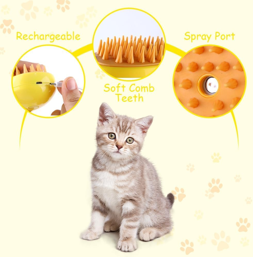 Steamy Cat Brush, 4 in 1 Multifunctional Cat Steamy Brush, Steam Cat Hair Brush for Massage, Cat Brush with Steam, Pet Steam Brush for Removing Tangled and Loose Hair /152 image number 5