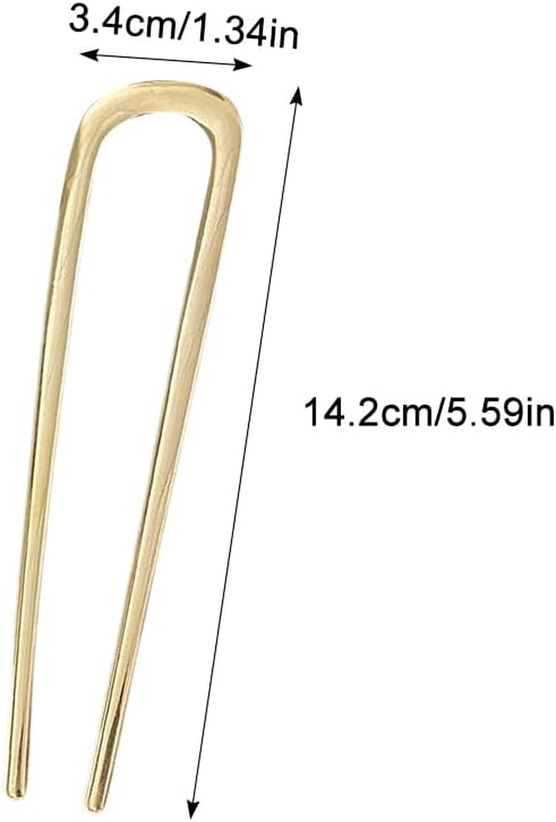 Pack of 2 French Metal Hair Pins for Thick Hair, U Shaped Hair Pins Hair Sticks Hair Forks for All Hair Types of Women and Girls Styling Hair Styling Aid Accessories Gold & Silver image number 5