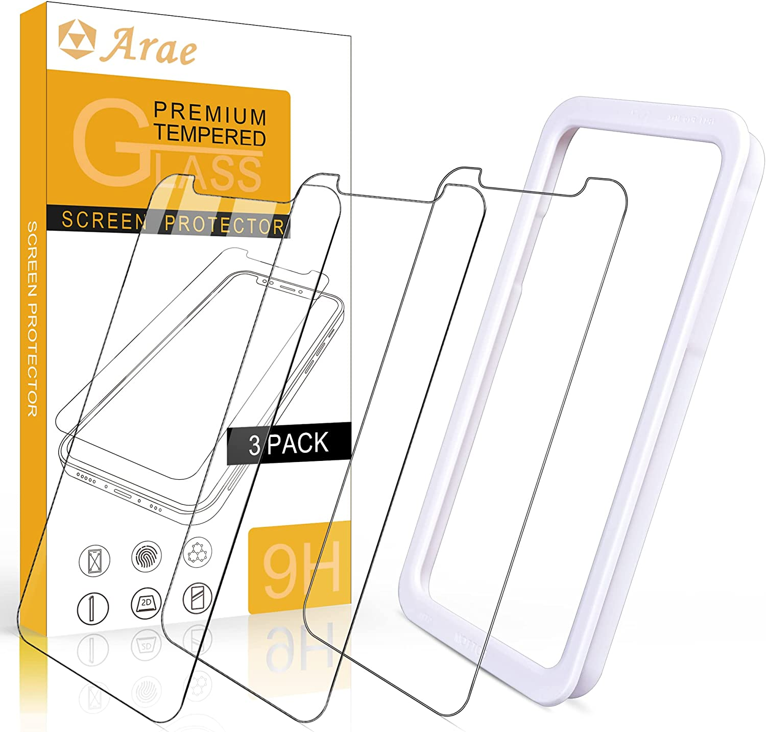 Arae Screen Protector for Iphone Xr/Iphone 11, HD Tempered Glass, anti Scratch Work with Most Case, 6.1 Inch, 3 Pack image number 5