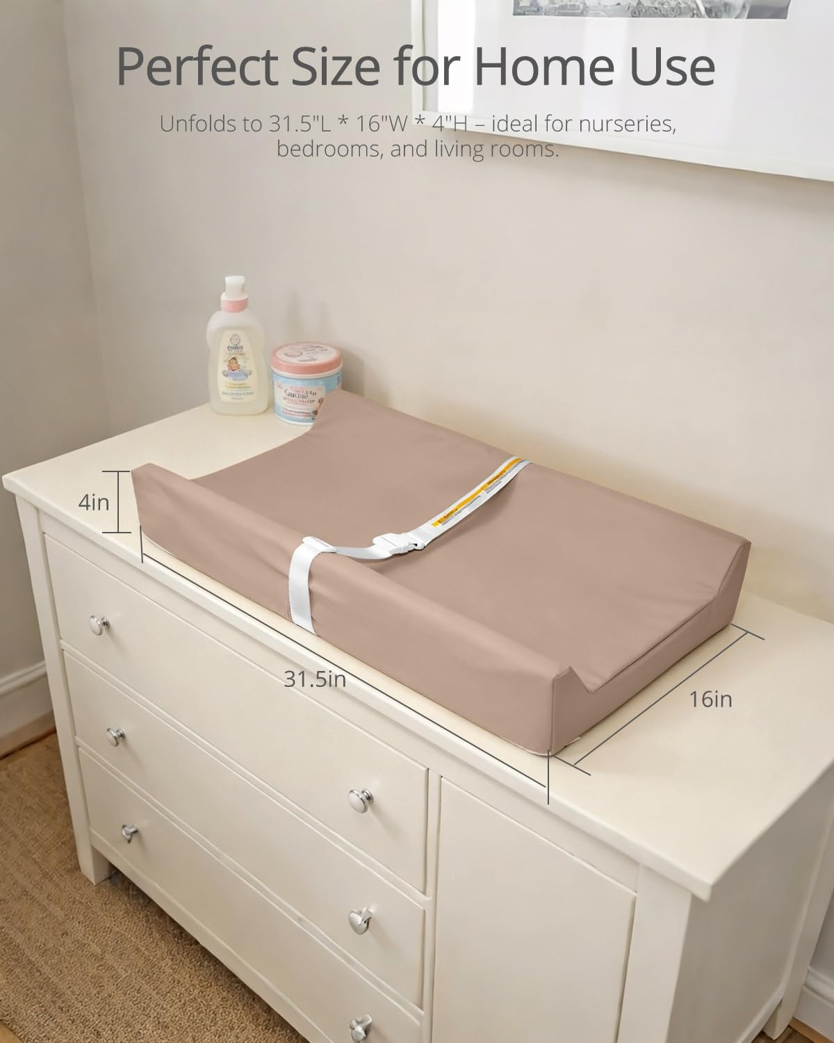 Baby Changing Pad - Vegan Leather Changing Pad, Wipeable Changing Pads, 31.5" X 16" Diaper Waterproof PU Changing Mat for Dresser Table image number 1