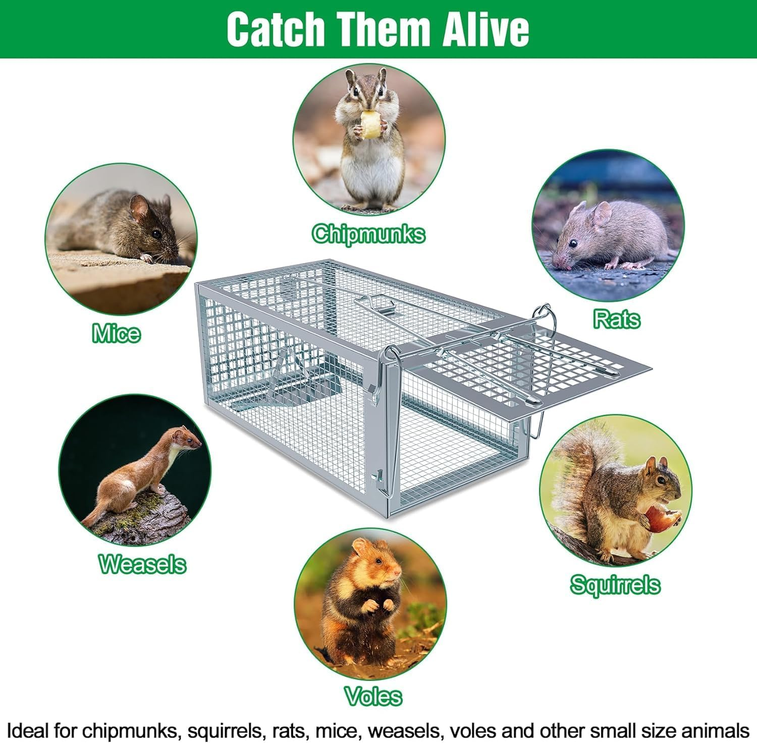 Humane Rat Trap,Animal Cage Trap for Indoor and Outdoor,Small Rodent Chipmunk Squirrel Trap and Other Live Animal Cage Catch and Release ﻿