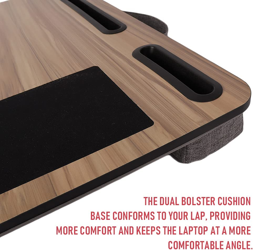 Multifunction Laptop Stand for Desk-Home Bed Sofa Lapdesk Lapgear-Fits up to 17" Laptop Desk-Built in Mouse Pad for Notebook, Macbook, Tablet- Laptop Table with Tablet, Pen & Phone Holder(Wood Grain)-Laptop Accessories Laptop Holder (Iron Grey Oak) image number 2