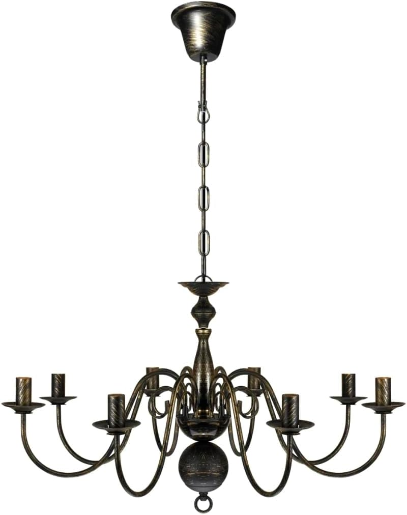 Antique Black Metal Chandelier 8 X E14 Bulbs Elegant Lighting Home Decor image number 4