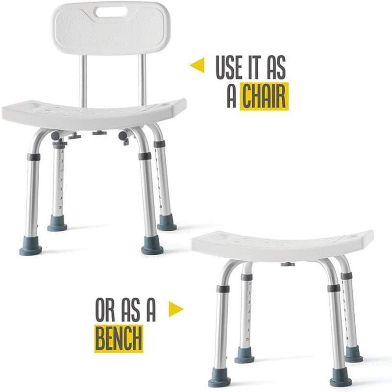 Shower Chair with Back Removable - Shower Chair Platform Anti-Slip Shower Bench, Adjustable Shower Seat for Seniors, Elderly, Handicap, Disabled, White image number 5
