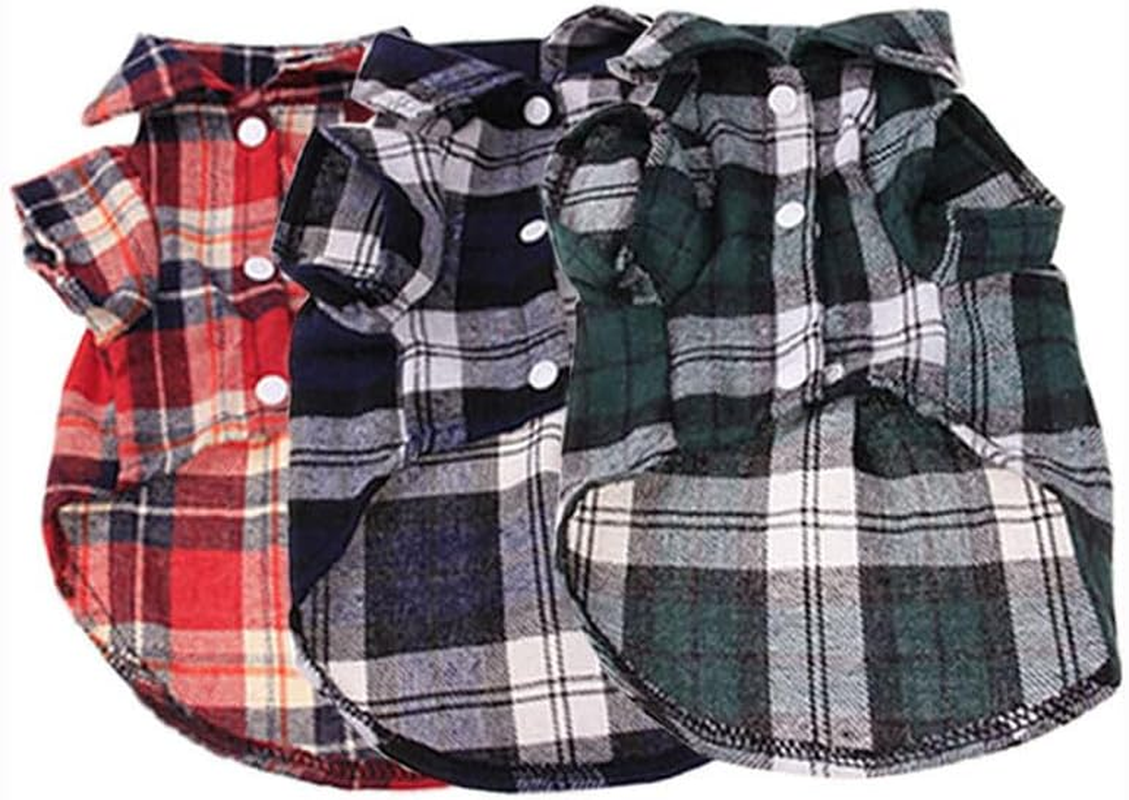 Dog Shirt,Pet Plaid Polo Clothes Shirt T-Shirt, Sweater Bottoming Shirt,Cat Puppy Grid Adorable Wearing Stylish Cozy Halloween,Christmas Costumes (Red, L) image number 1